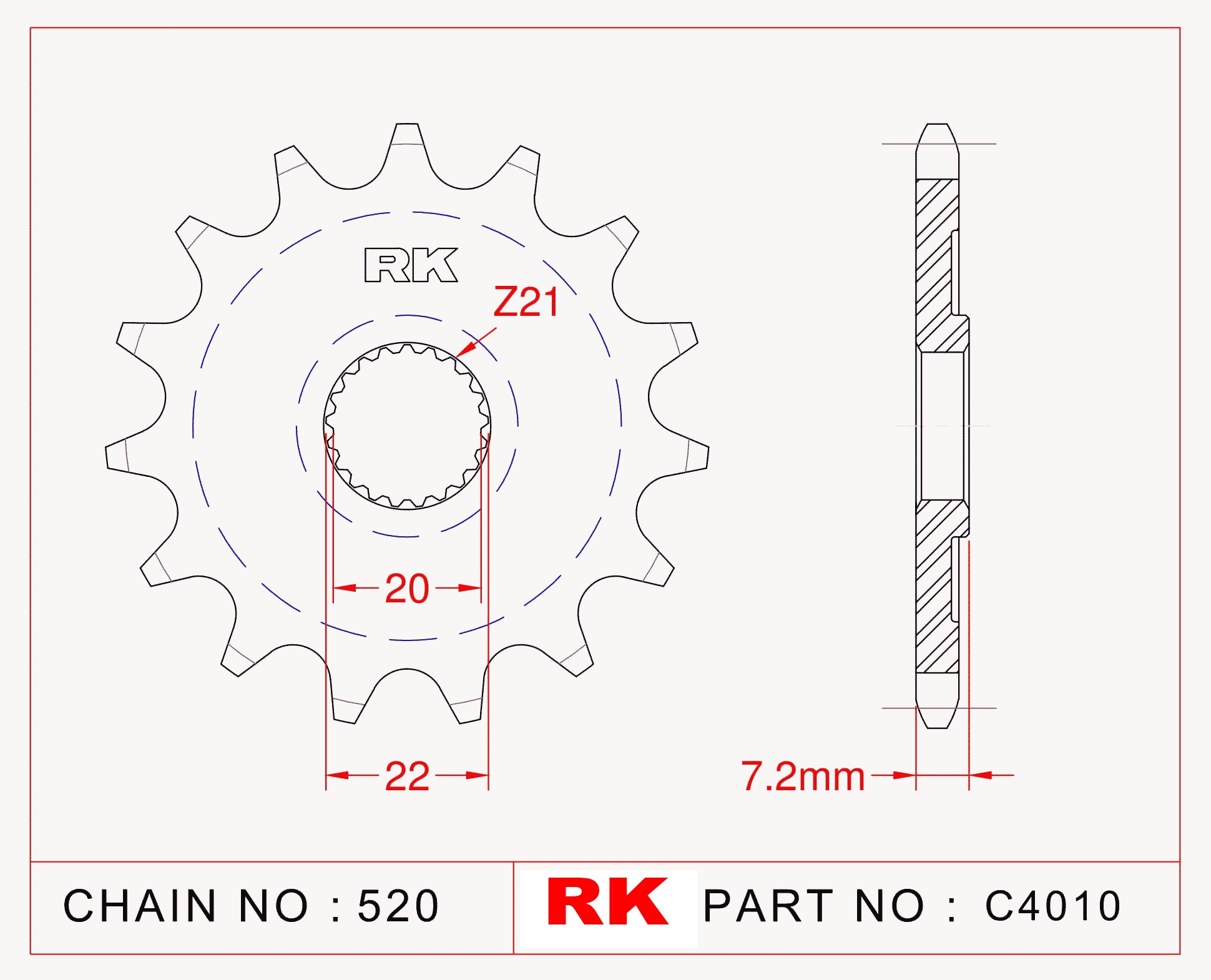RK Çelik Ön Dişli C4010-14 