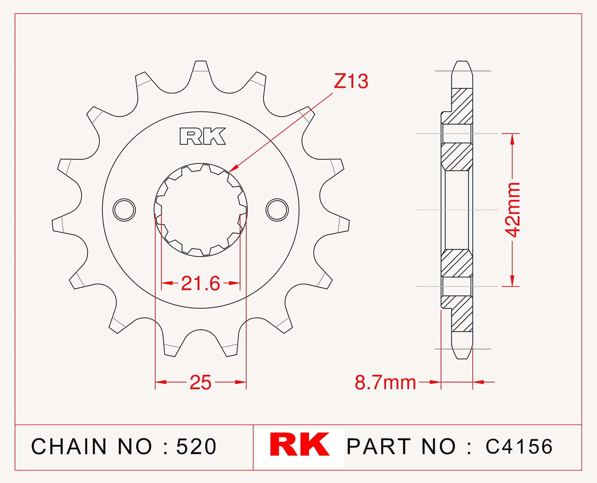 RK Çelik Ön Dişli C4156-16 