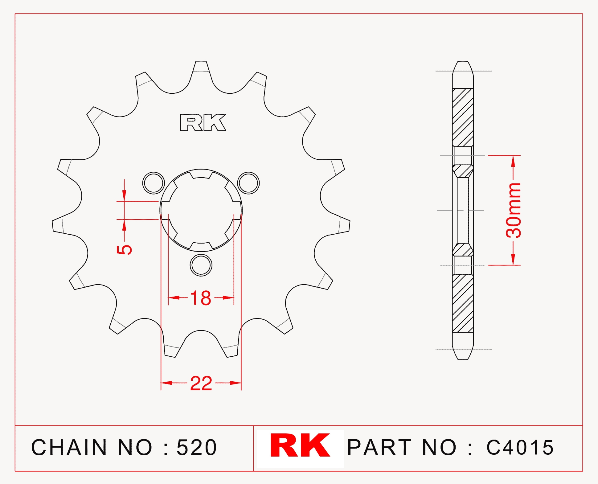 RK Çelik Ön Dişli C4015-13 