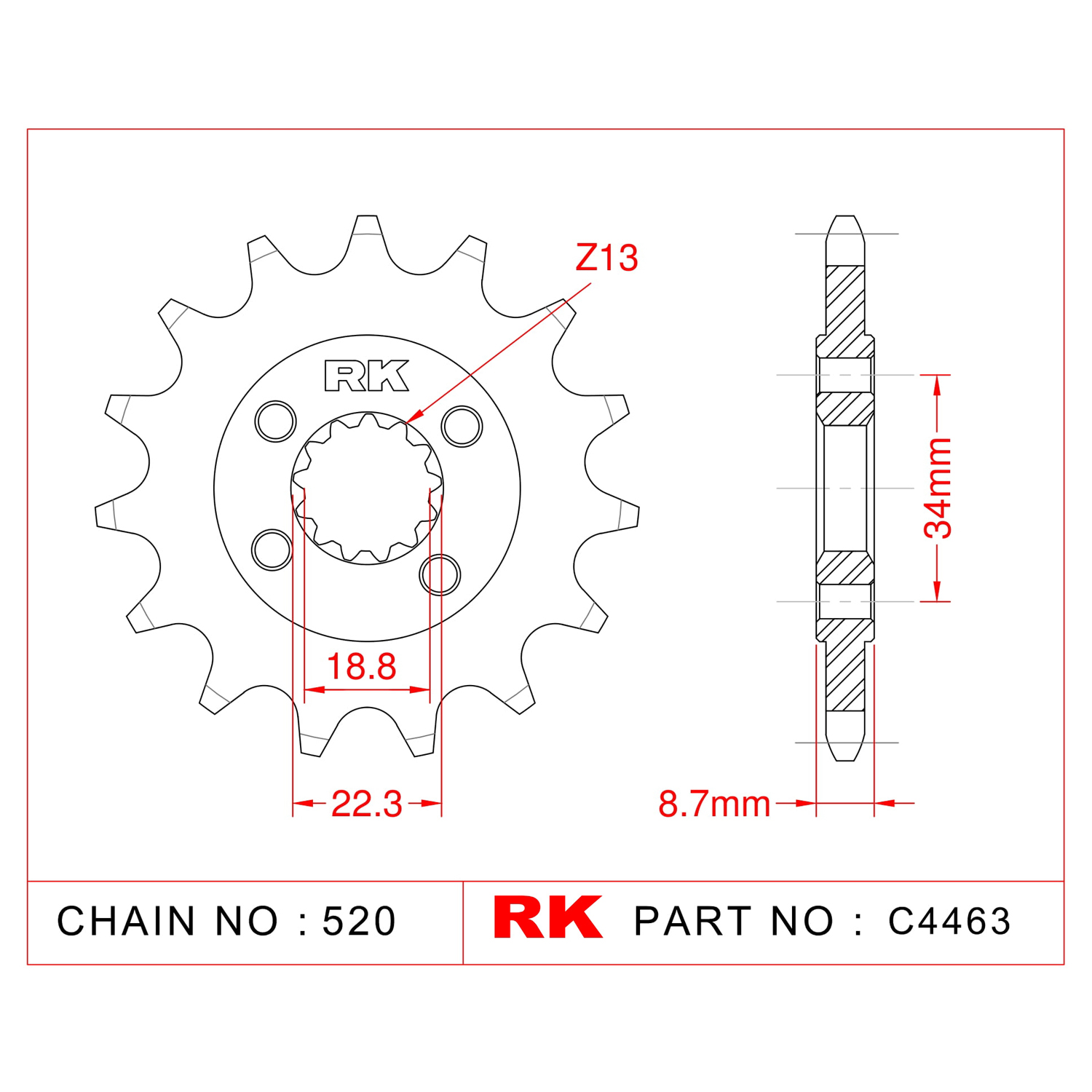 RK Çelik Ön Dişli C4463-15 