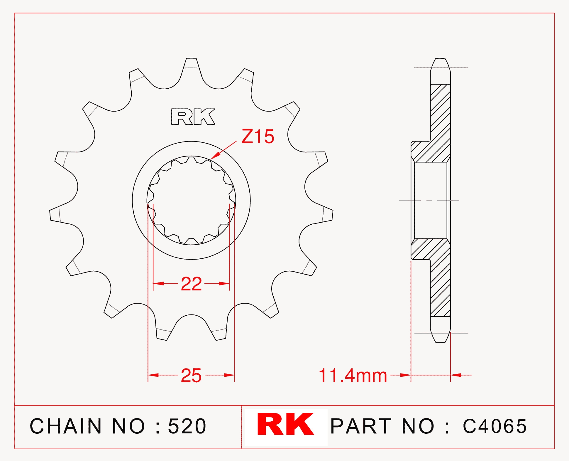 RK Çelik Ön Dişli C4065-16 