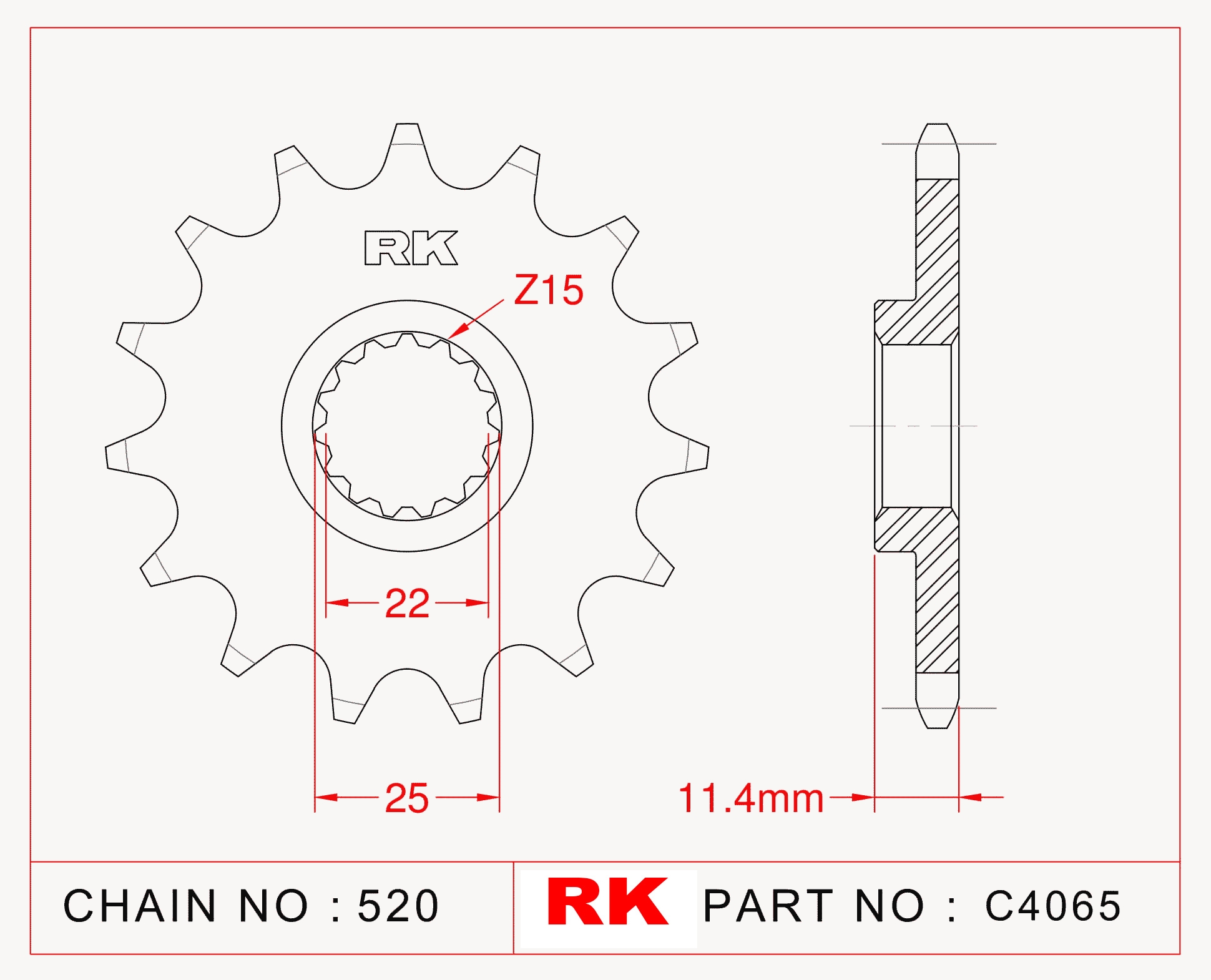 RK Çelik Ön Dişli C4065-17 