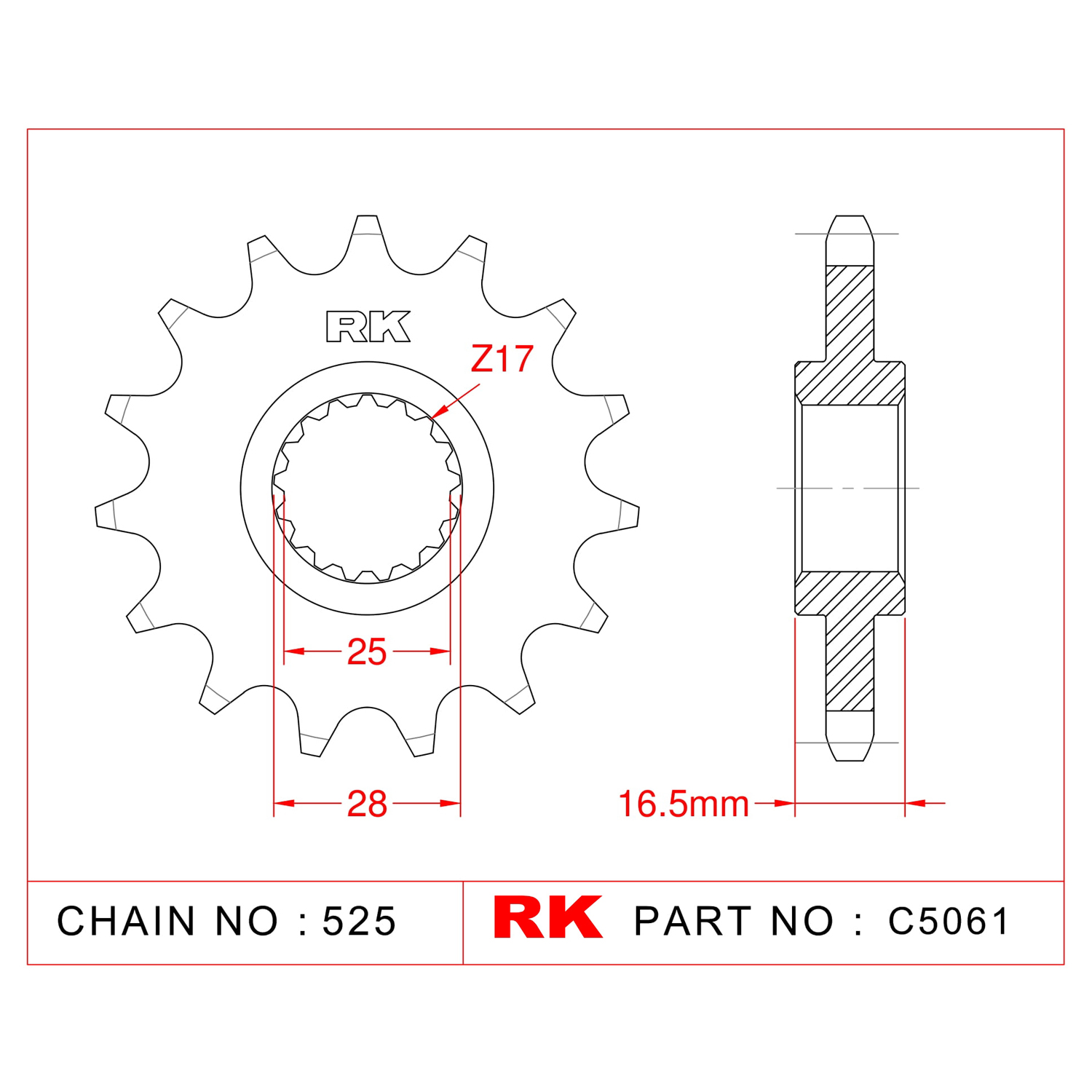 RK Çelik Ön Dişli C5061-17 