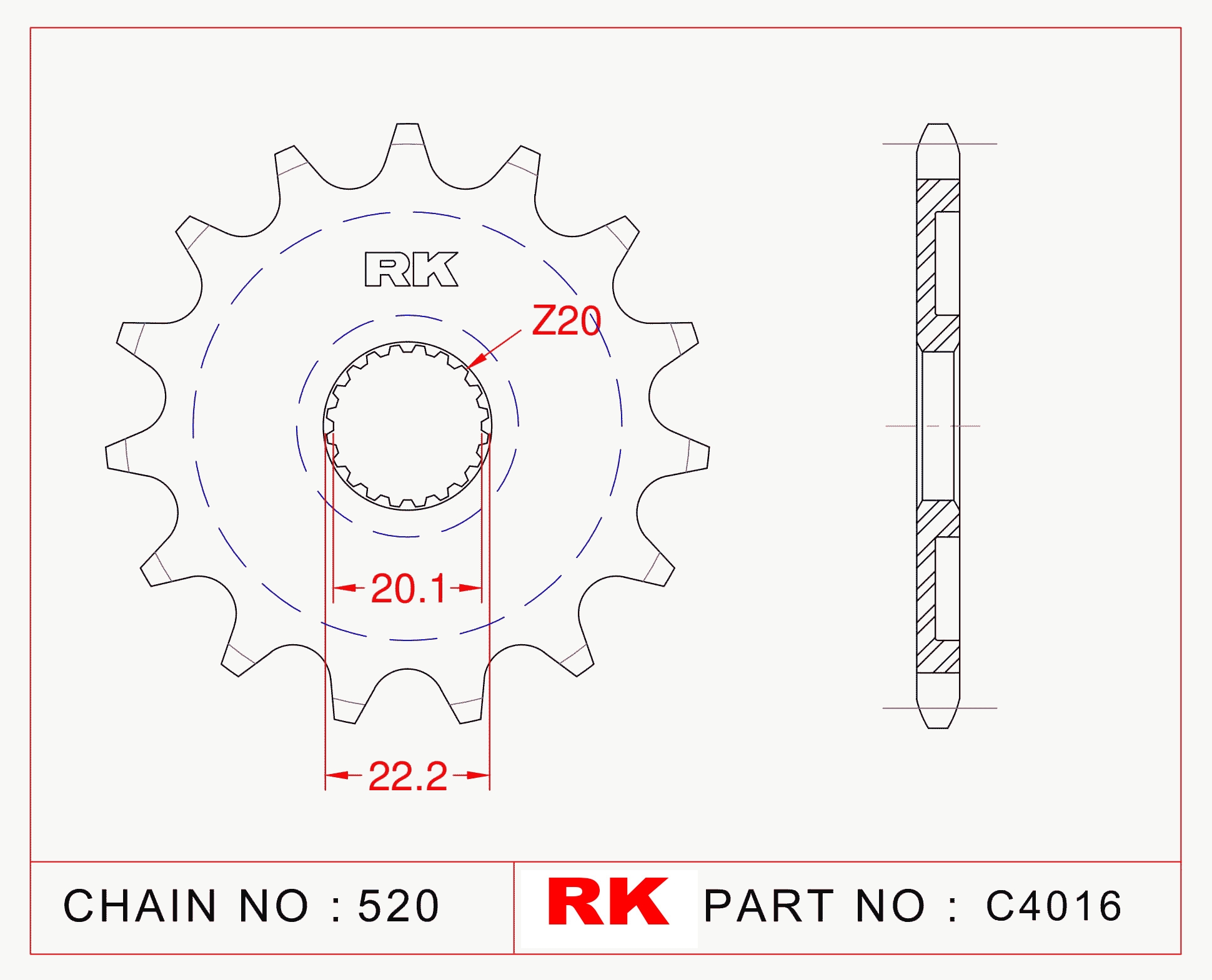 RK Çelik Ön Dişli C4016-13 