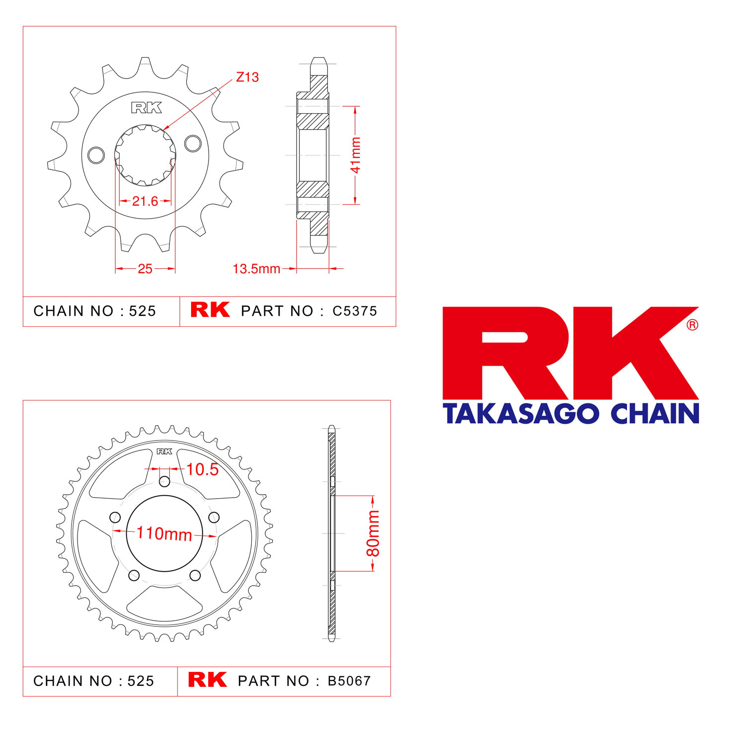 Rk Ön Arka Dişli 525 - 16/44 T