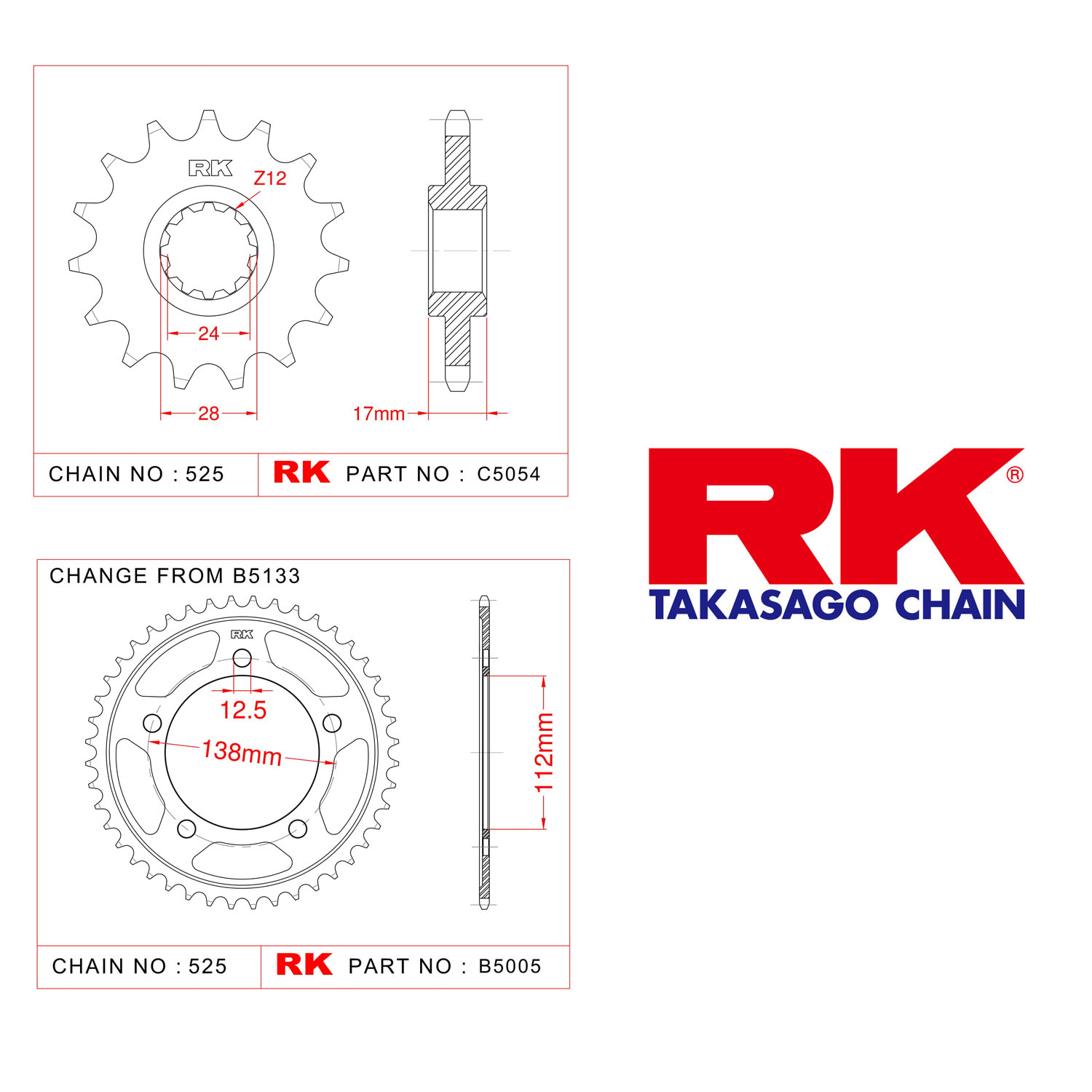 Rk Ön Arka Dişli 525 - 15/43 T