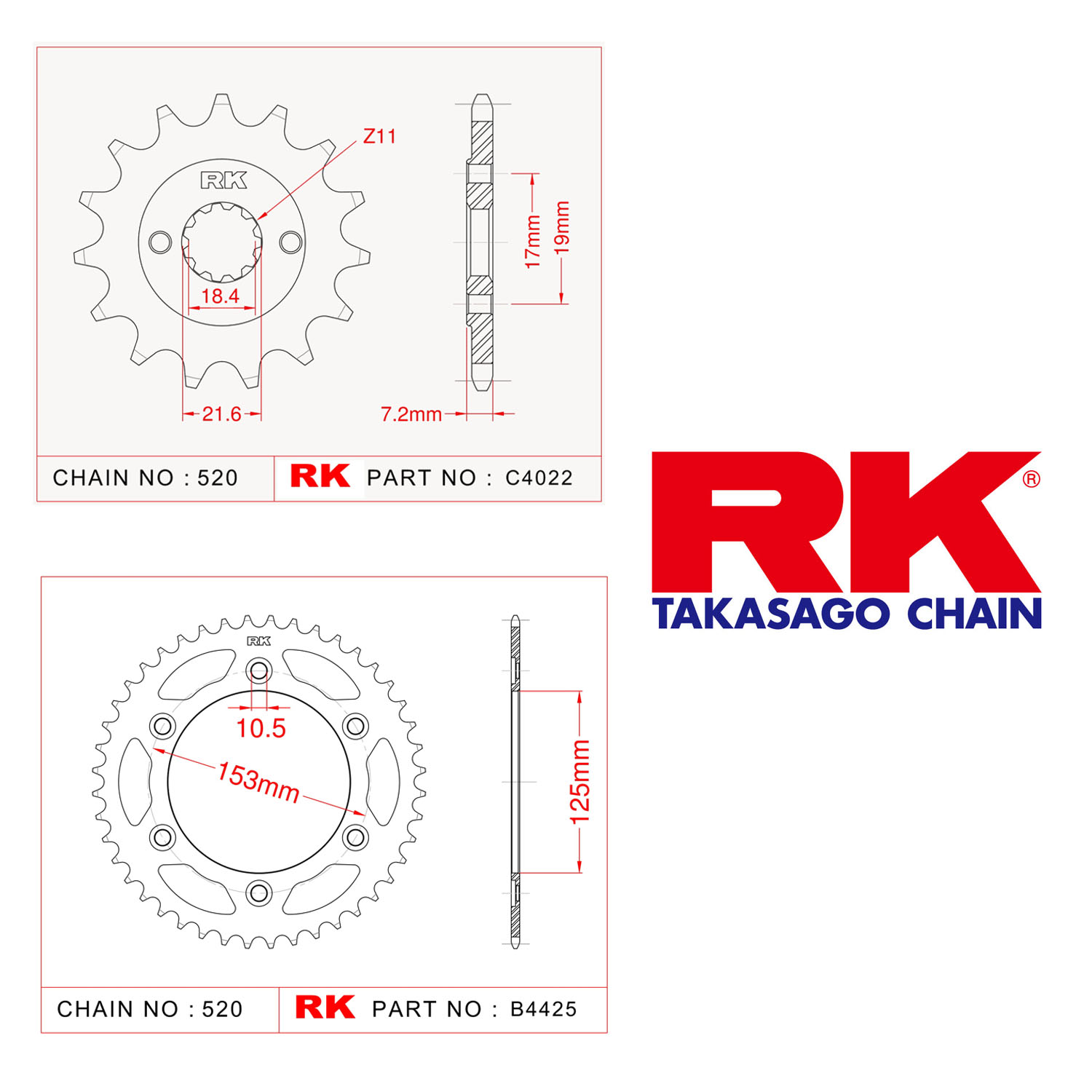 Rk Ön Arka Dişli 520 - 14/40 T