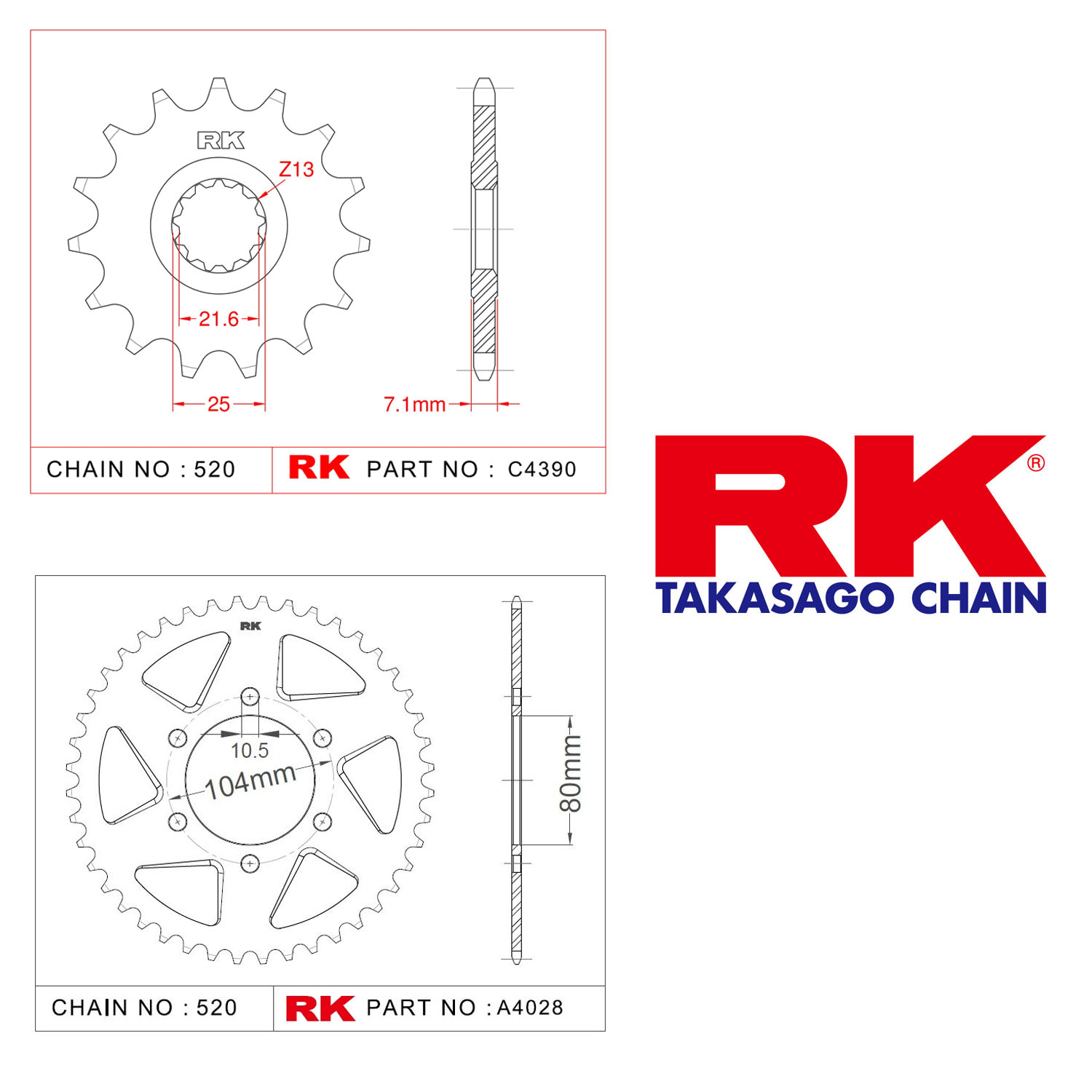 Rk Ön Arka Dişli 520 - 16/43 T