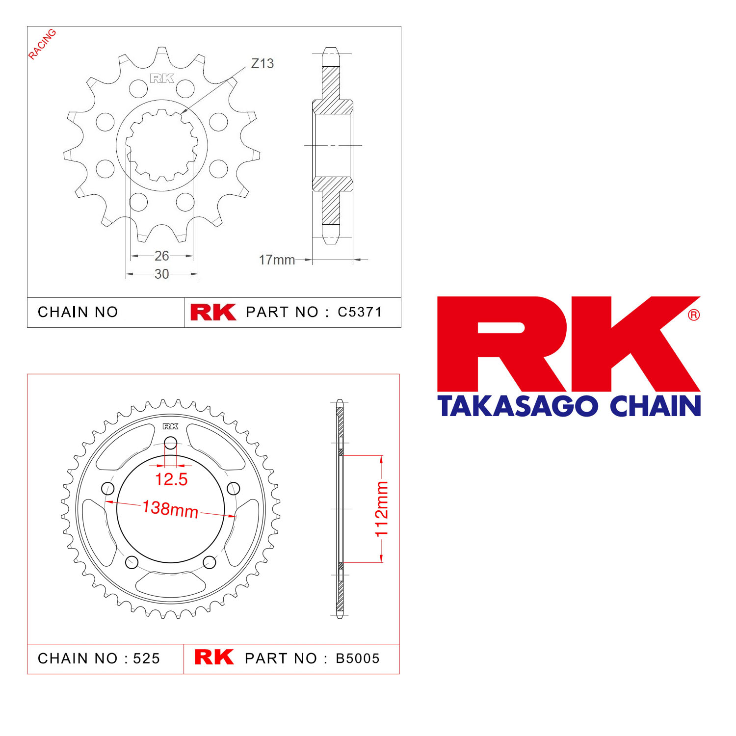 Rk Ön Arka Dişli 525 - 16/45 T