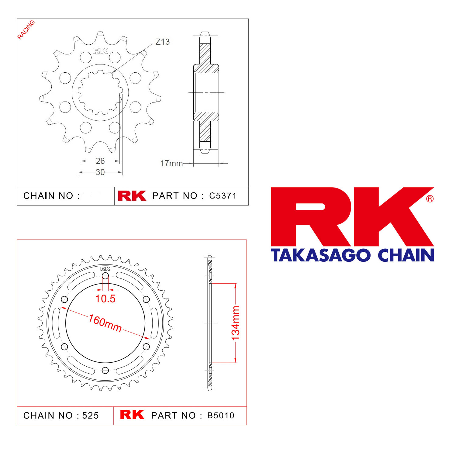 Rk Ön Arka Dişli 525 - 16/42 T