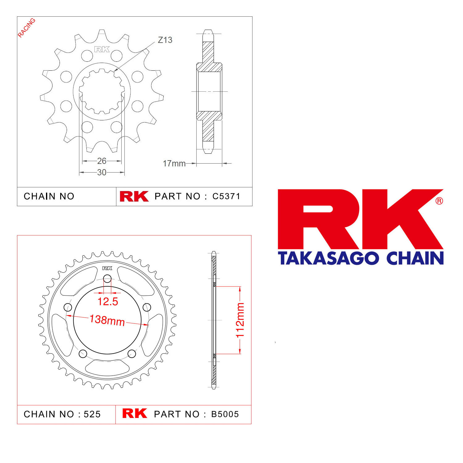 Rk Ön Arka Dişli 525 - 16/47 T