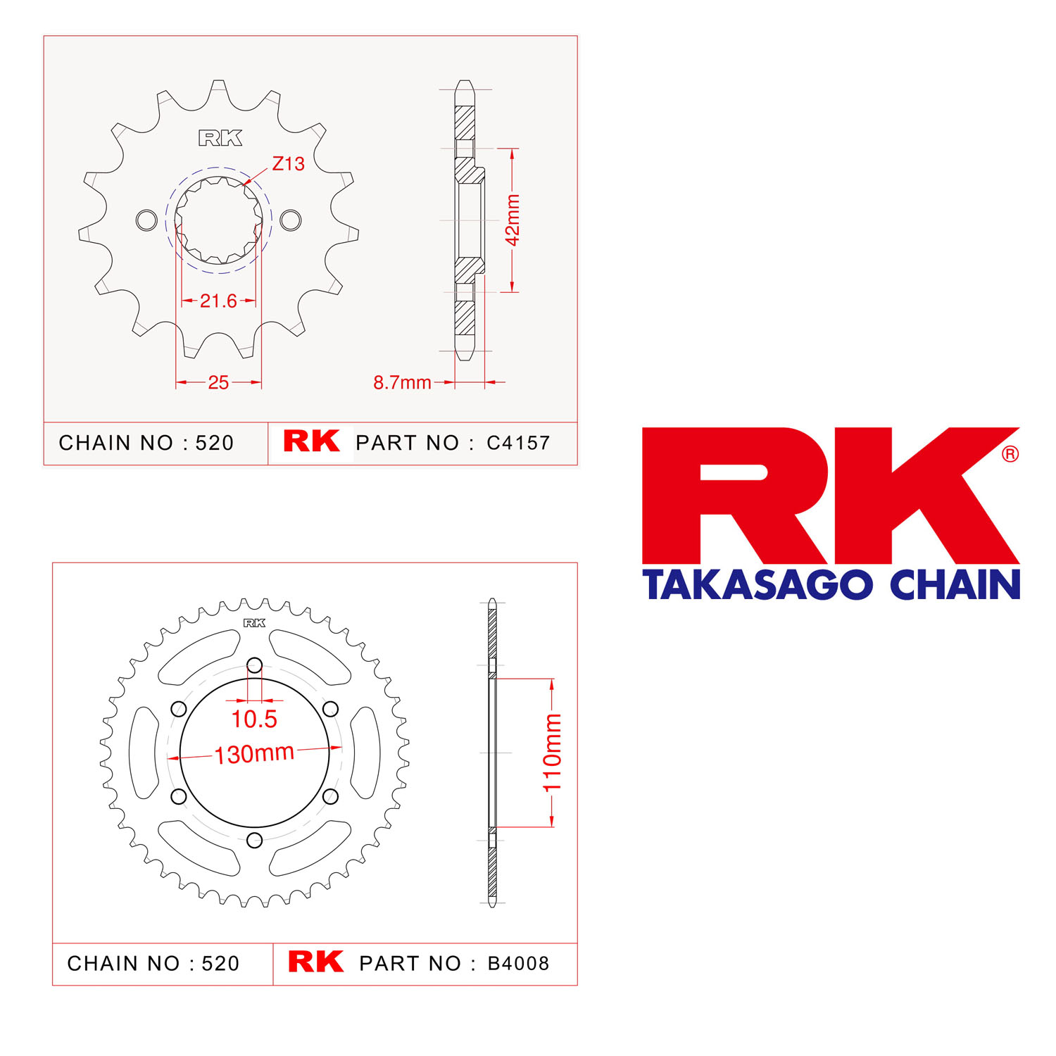 Rk Ön Arka Dişli Seti Performans 520 - 16/47 T