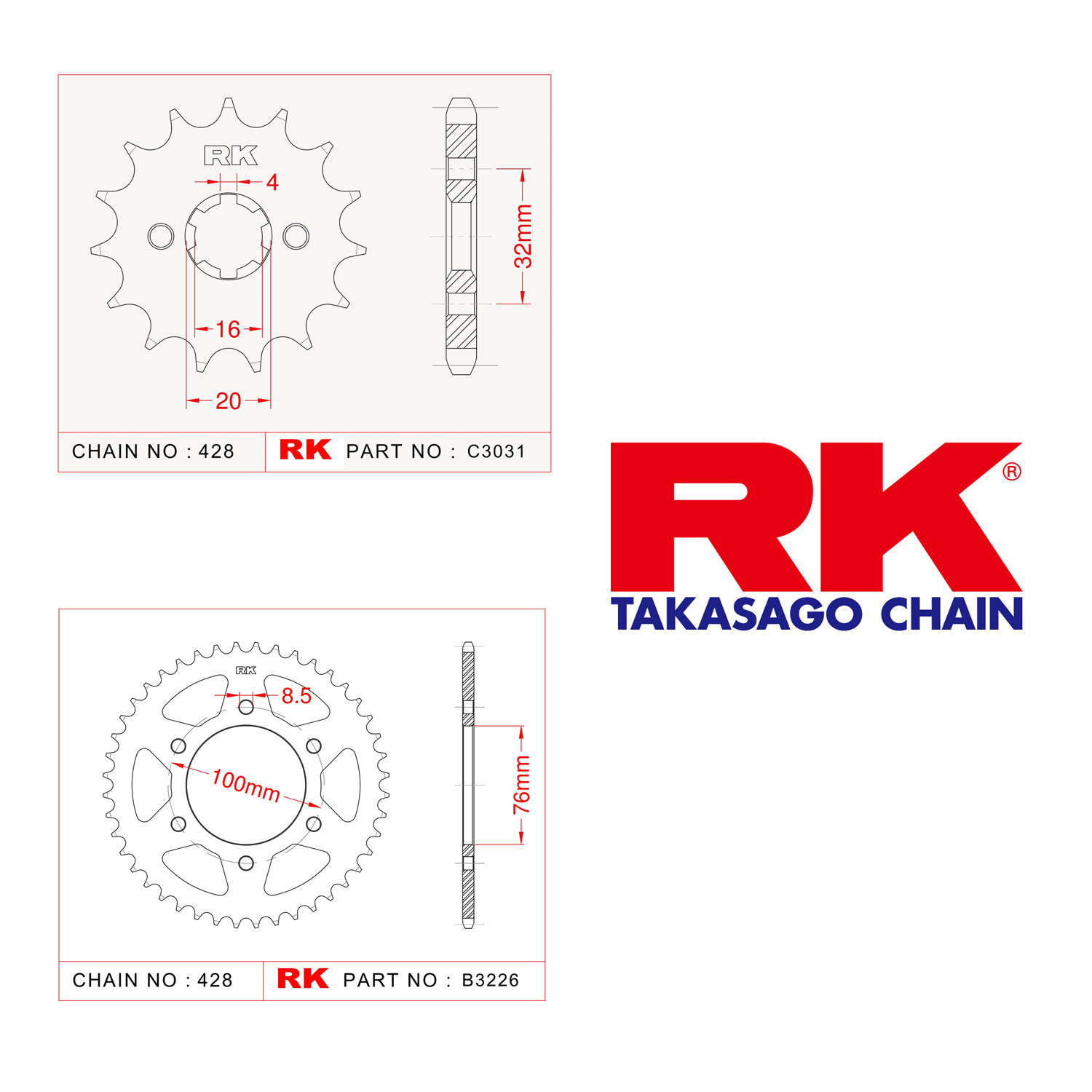 Rk Ön Arka Dişli 428 - 14/48 T