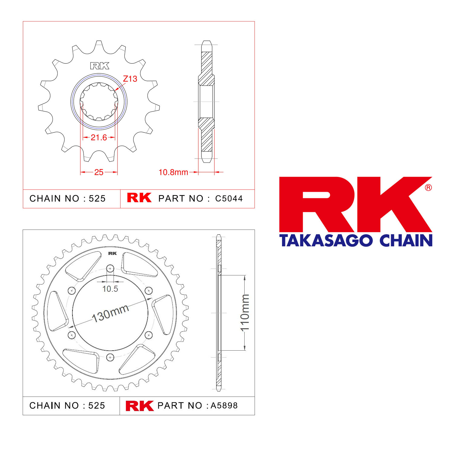 Rk Ön Arka Dişli 525 - 16/45 T