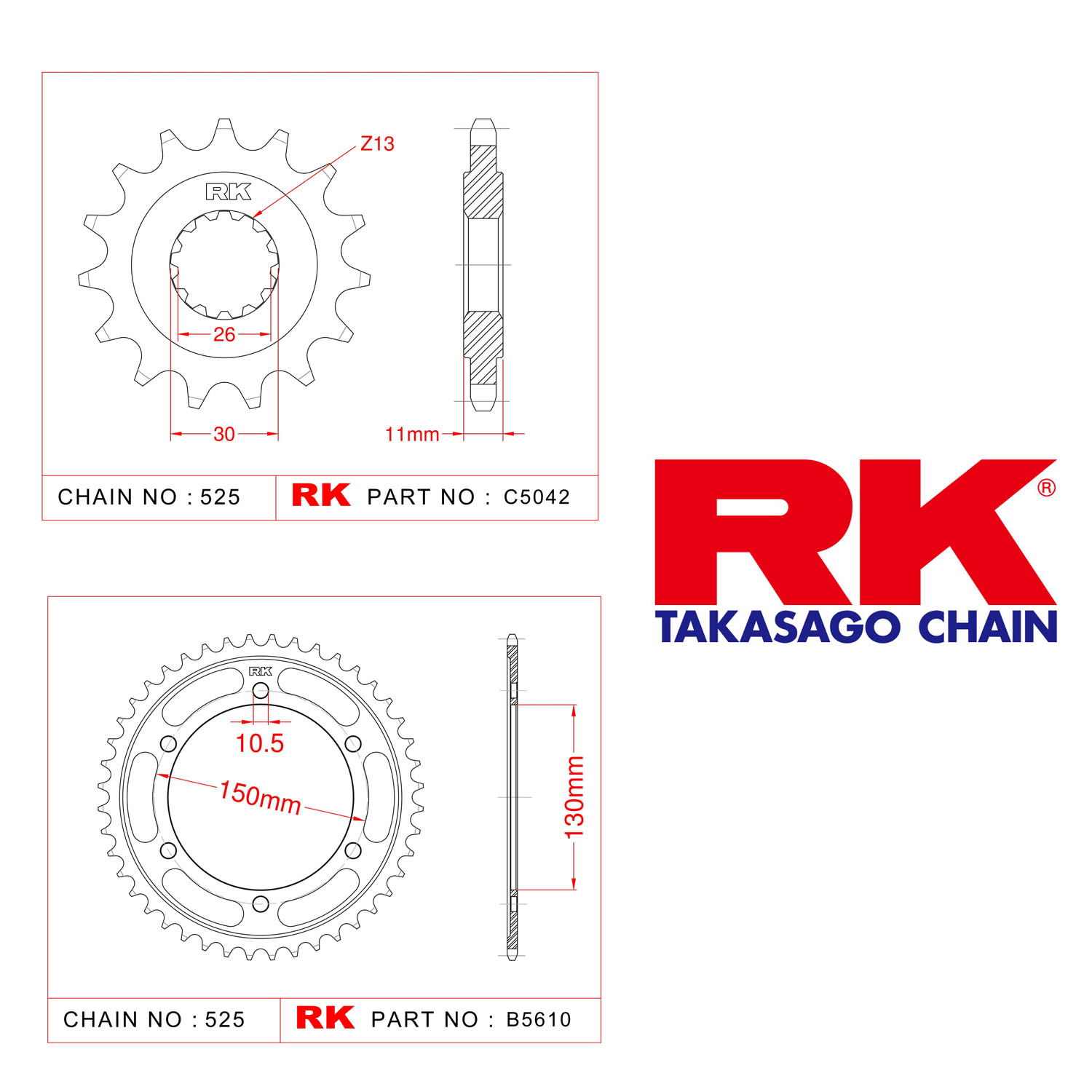 Rk Ön Arka Dişli 525 - 16/42 T