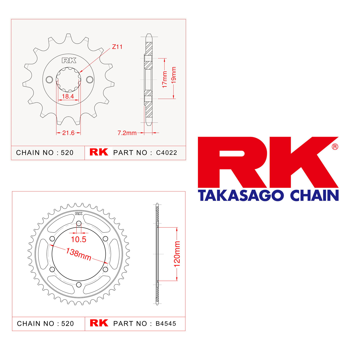 Rk Ön Arka Dişli 520 - 14/38 T 