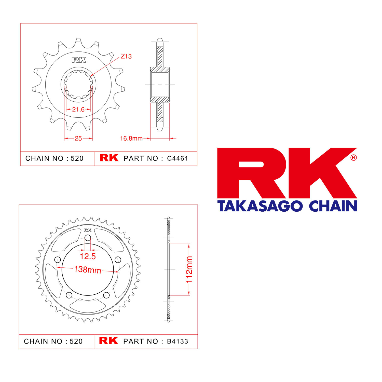 Rk Ön Arka Dişli 520 - 16/43 T