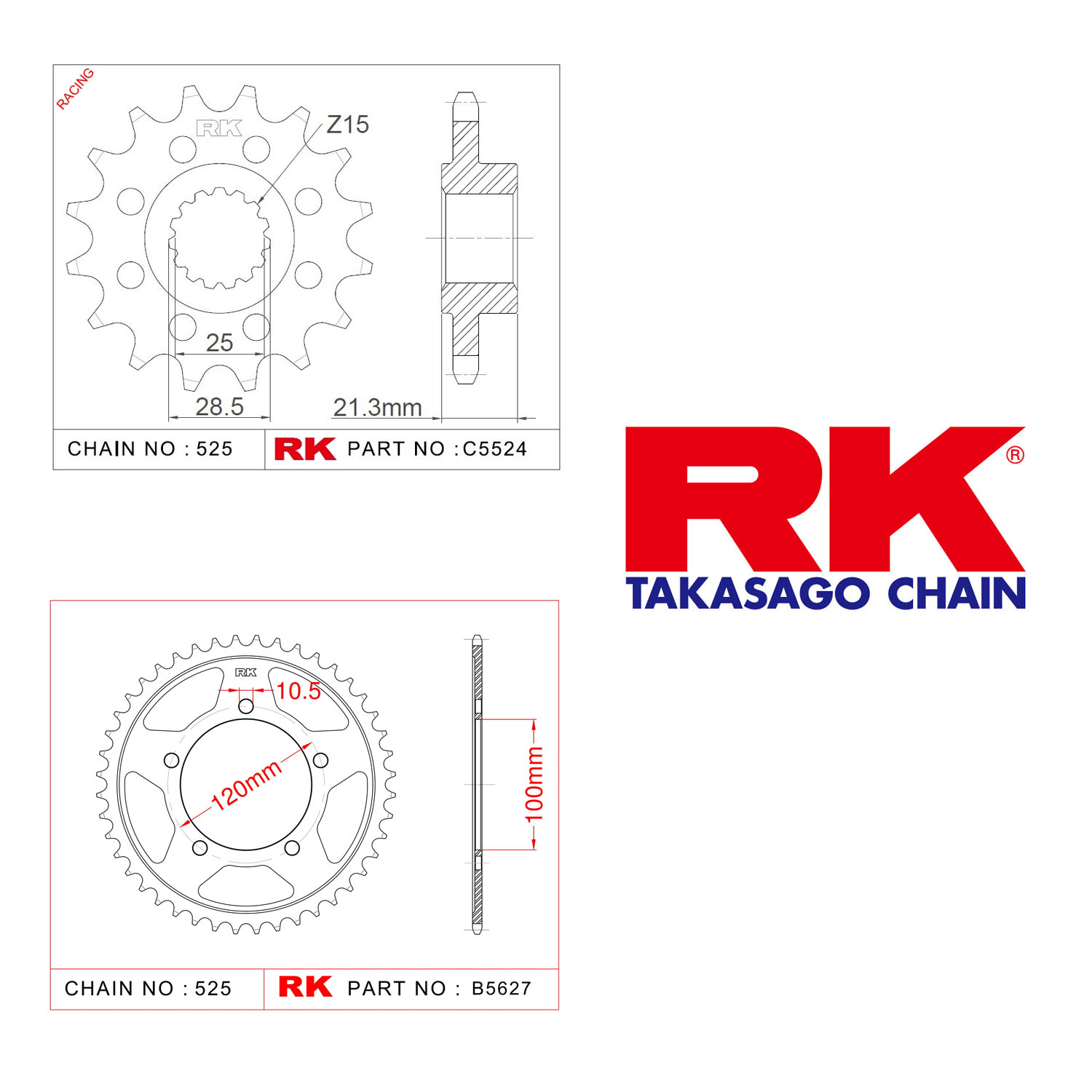 Rk Ön Arka Dişli 525 - 17/42 T