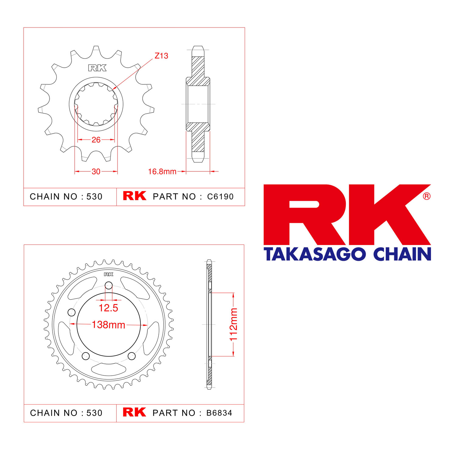 Rk Ön Arka Dişli 530 - 16/43 T