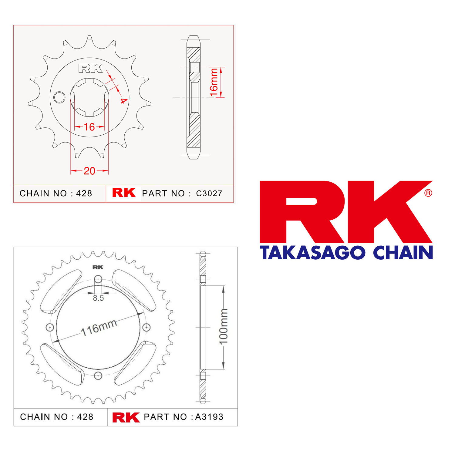 Rk Ön Arka Dişli 428 - 14/50 T