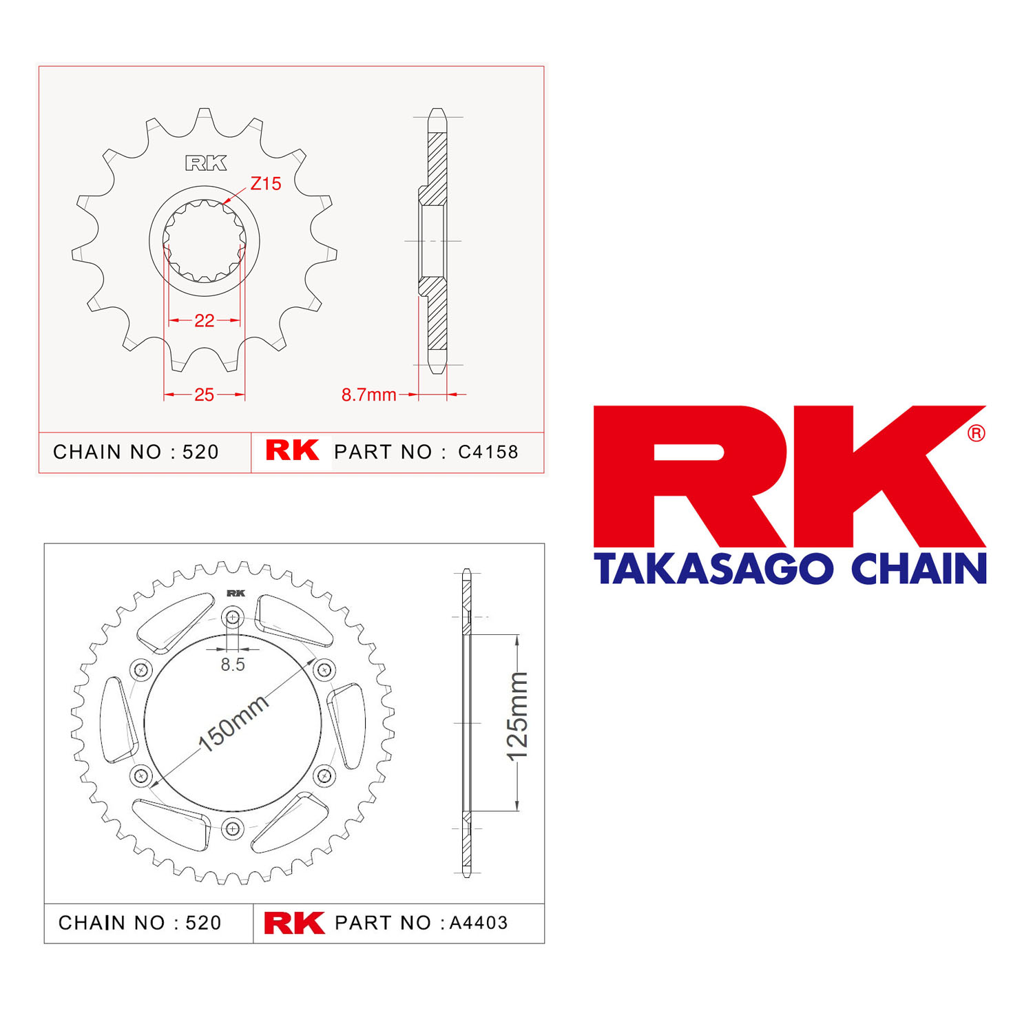 Rk Ön Arka Dişli 520 - 13/50 T