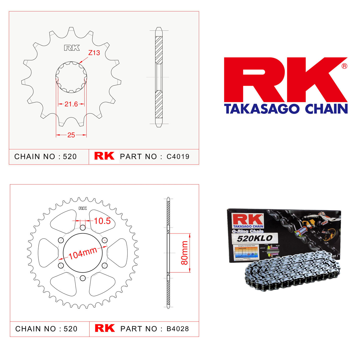 Rk Zincir Dişli Set 520 KLO O-Ring 15/46T