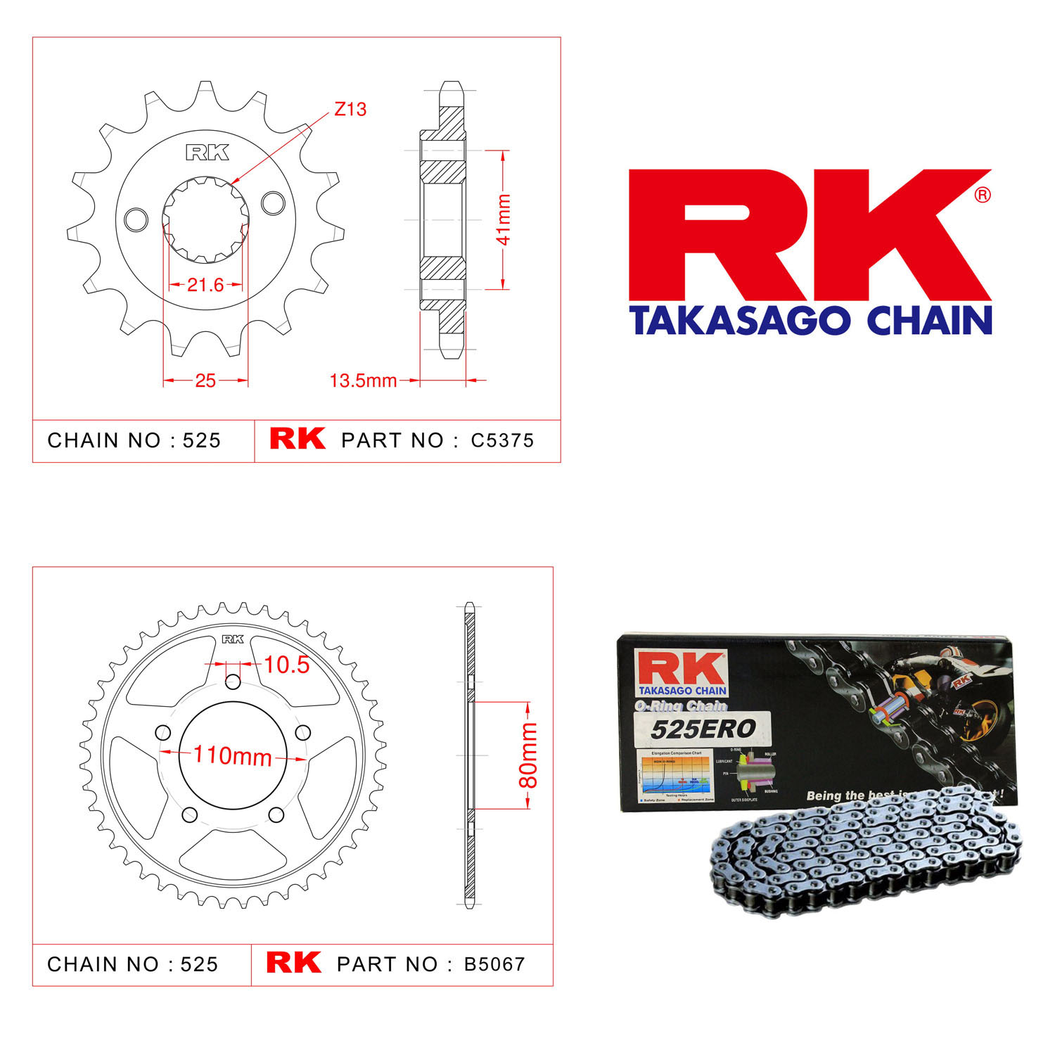 Rk Zincir Dişli Set 525 ERO O-Ring 16/44T