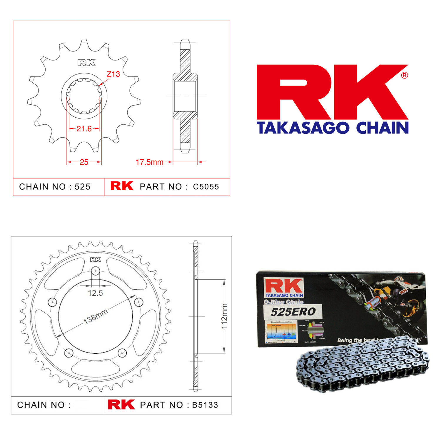 Rk Zincir Dişli Set 525 ERO O-Ring 15/41T