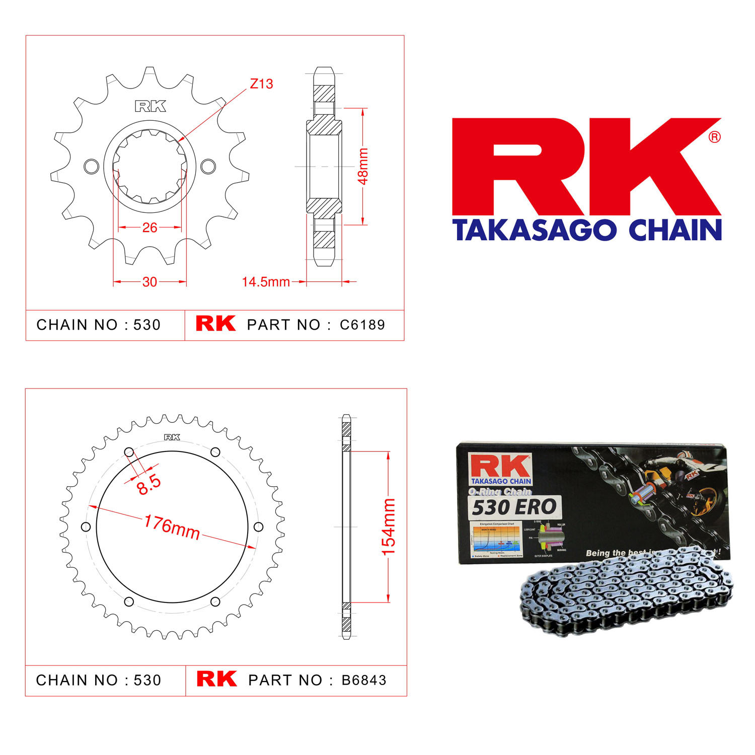 Rk Zincir Dişli Set 530 ERO O-Ring 16/43T