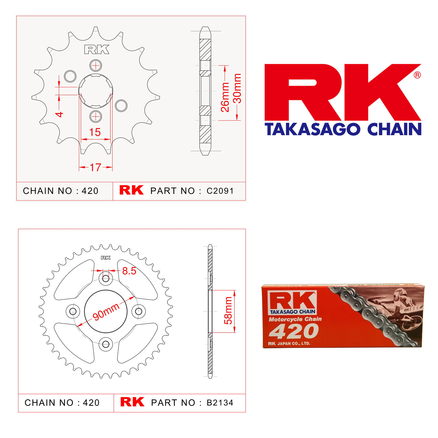 Rk Zincir Dişli Set 420-14/35T