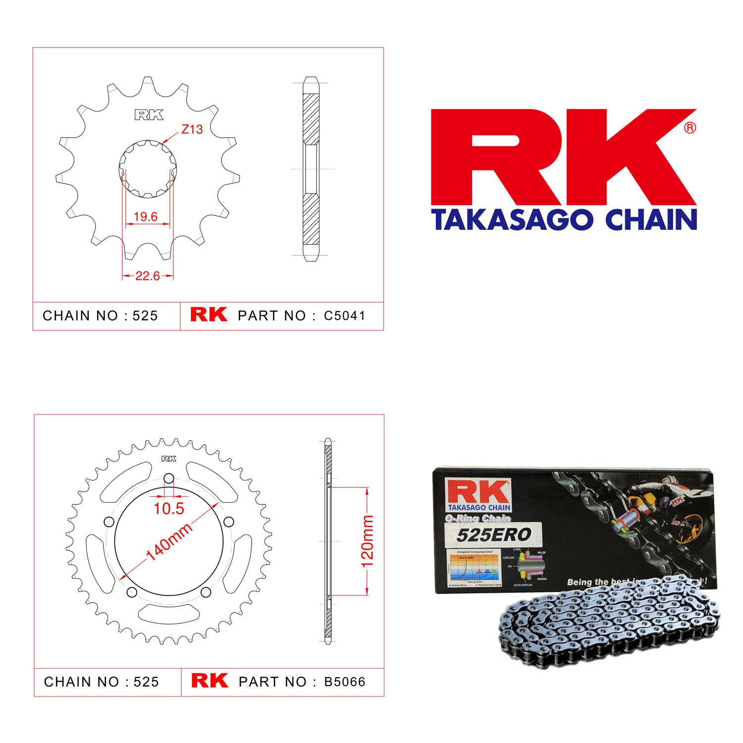 Rk Zincir Dişli Set 525 ERO O-Ring 16/45T