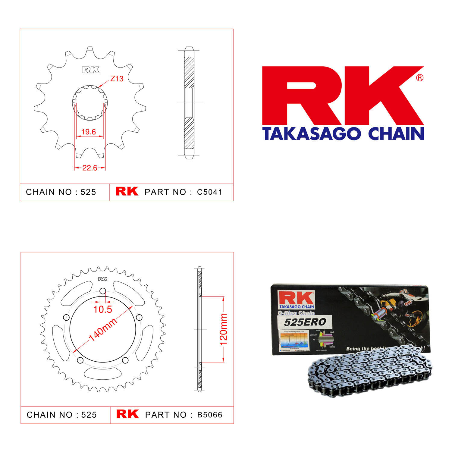 Rk Zincir Dişli Set 525 ERO O-Ring 15/47T