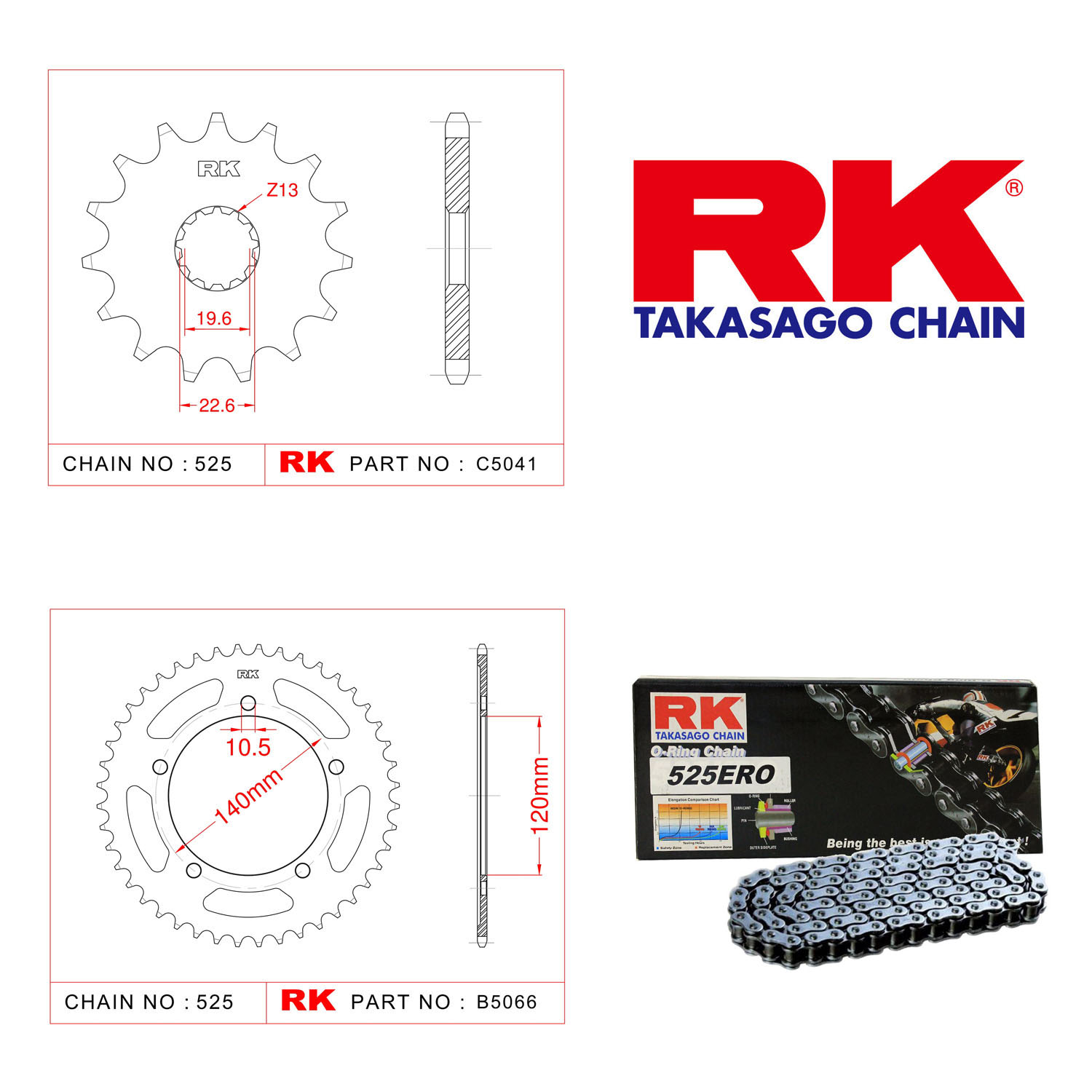 Rk Zincir Dişli Set 525 ERO O-Ring 16/45T