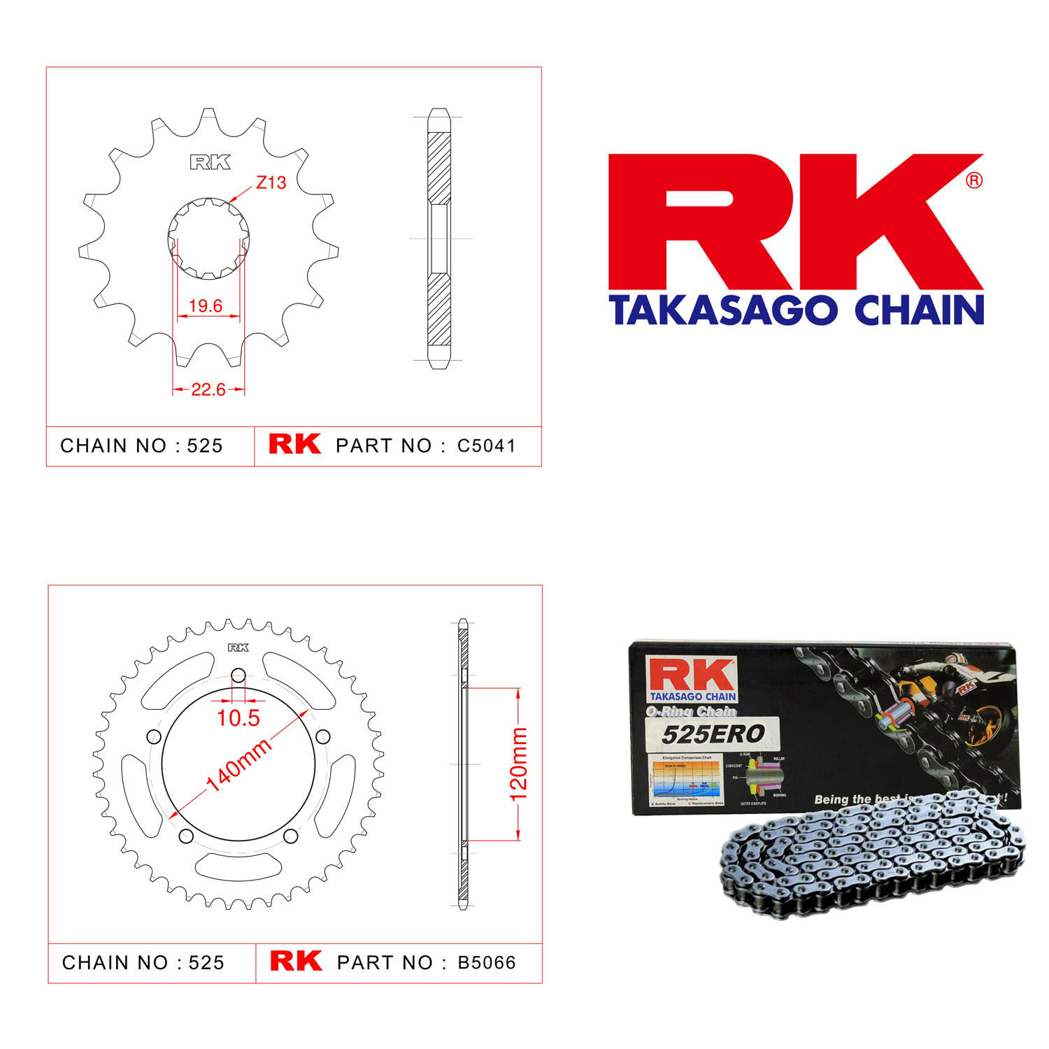 Rk Zincir Dişli Set 525 ERO O-Ring 17/42T