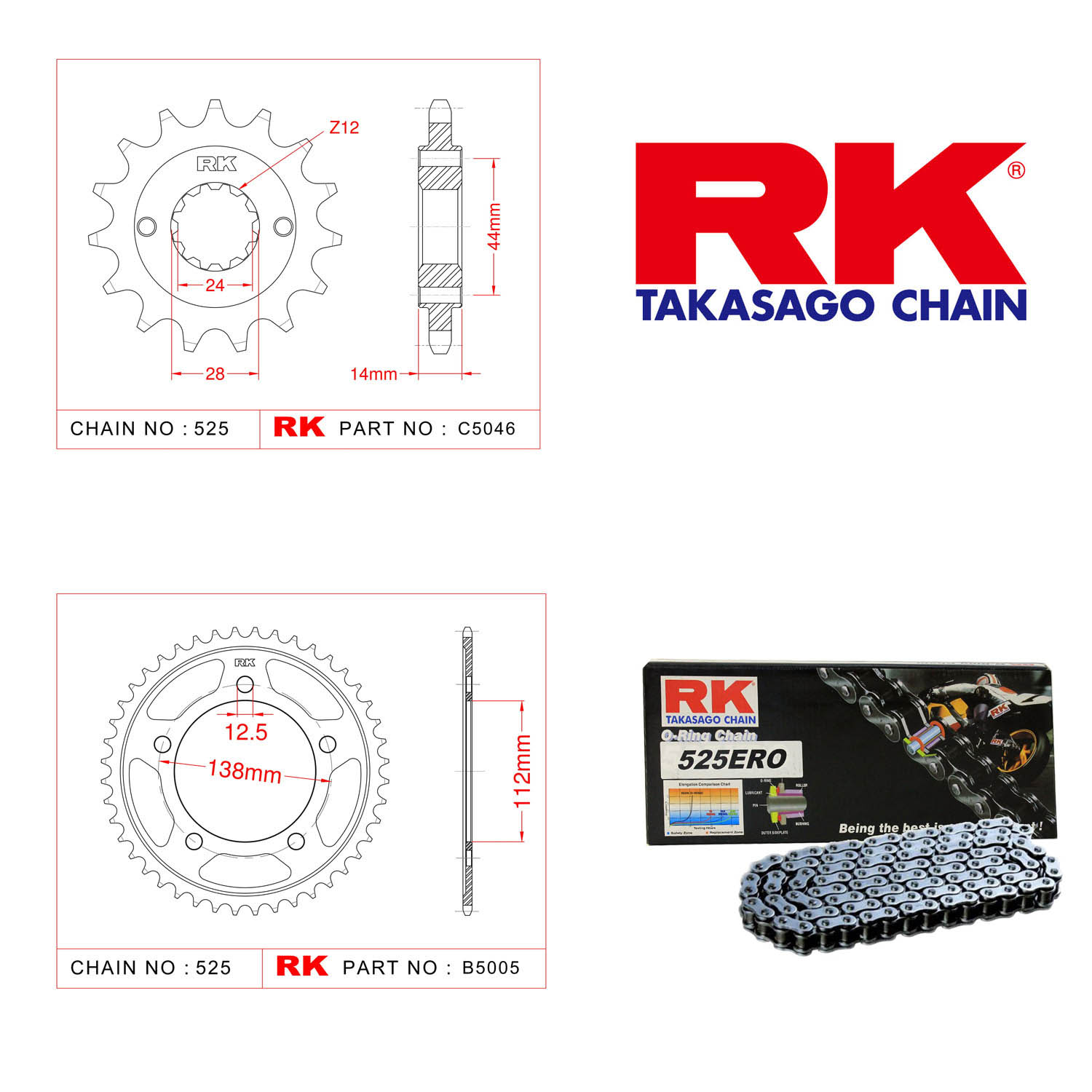 Rk Zincir Dişli Set 525 ERO O-Ring 17/41T