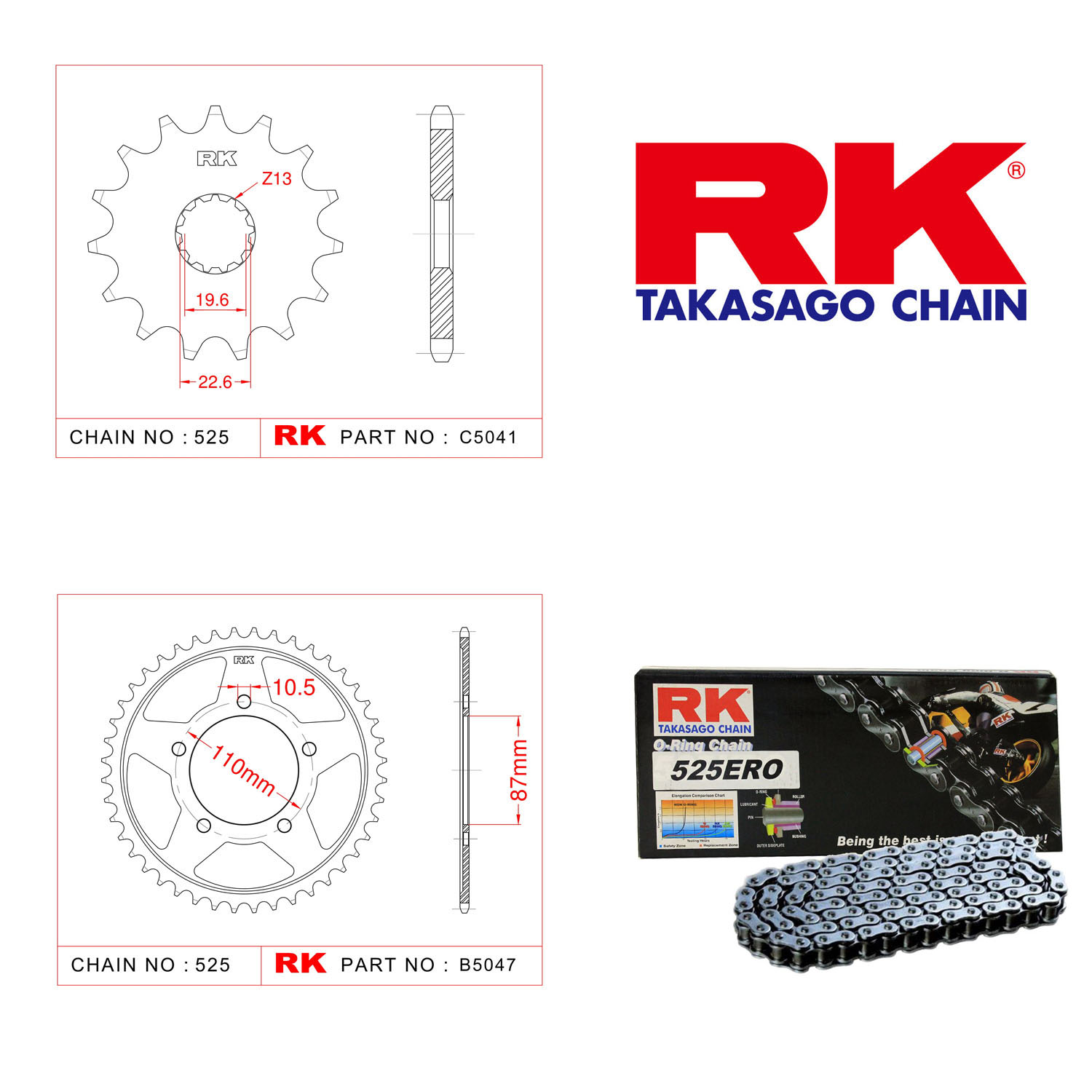 Rk Zincir Dişli Set 525 ERO O-Ring 15/48T