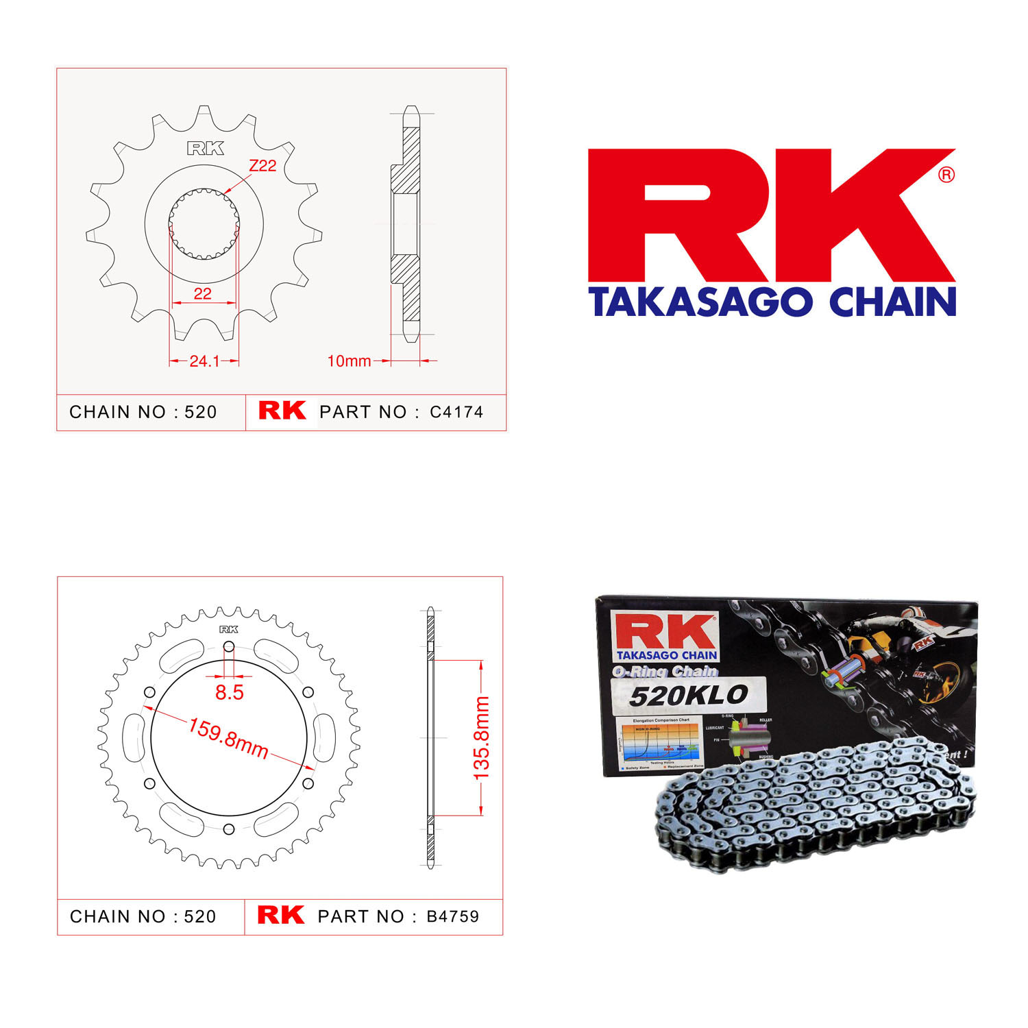 Rk Zincir Dişli Set 520 KLO O-Ring 16/47T