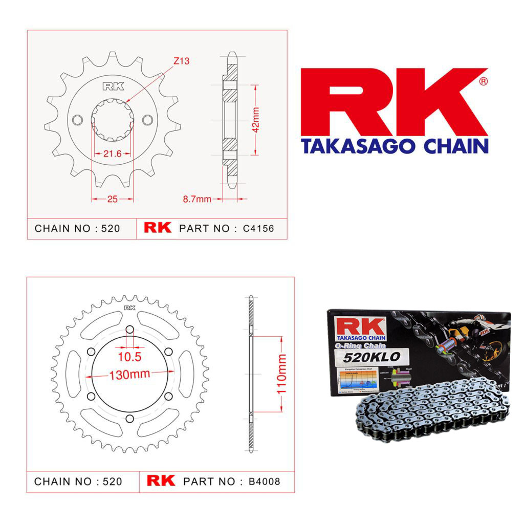 Rk Zincir Dişli Set 520 KLO O-Ring 17/42T