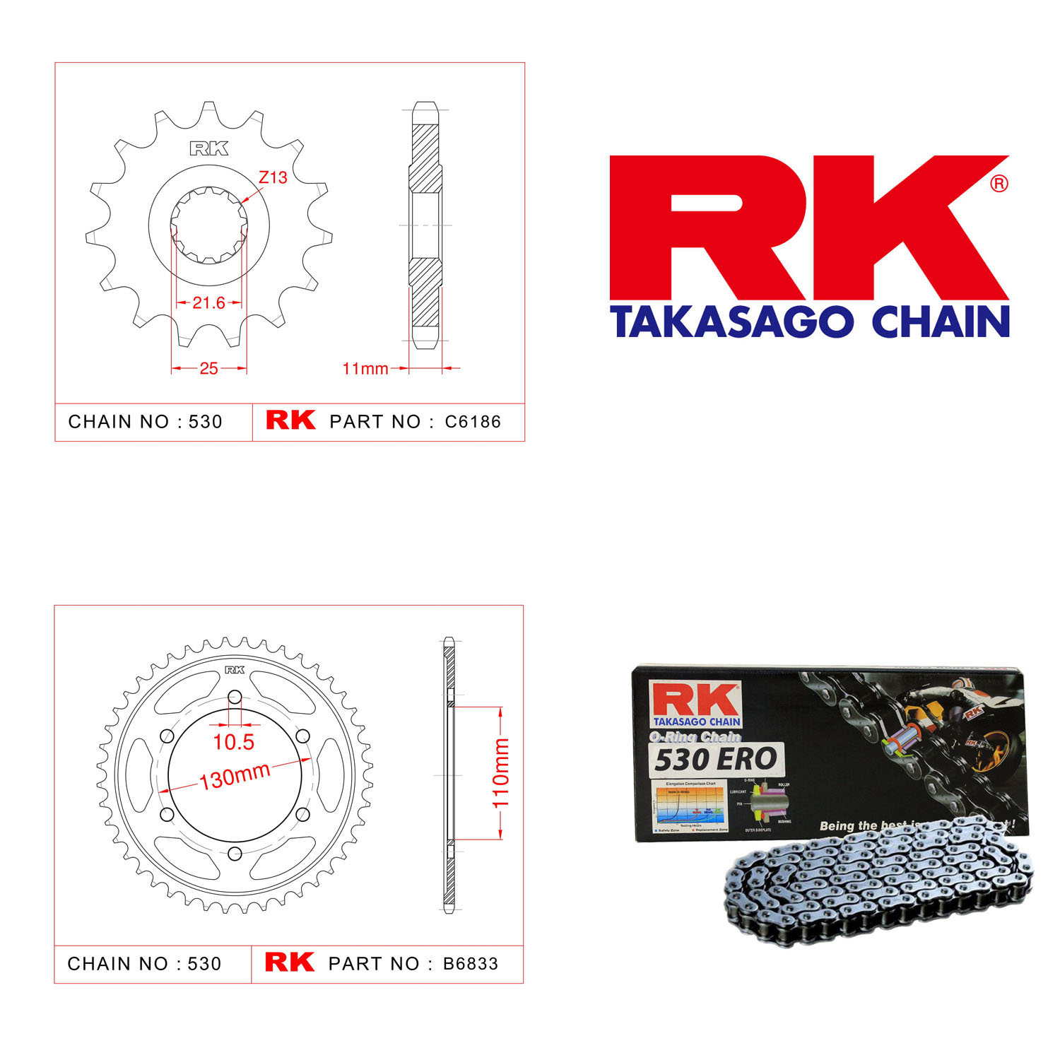 Rk Zincir Dişli Set 530 ERO O-Ring 16/46T