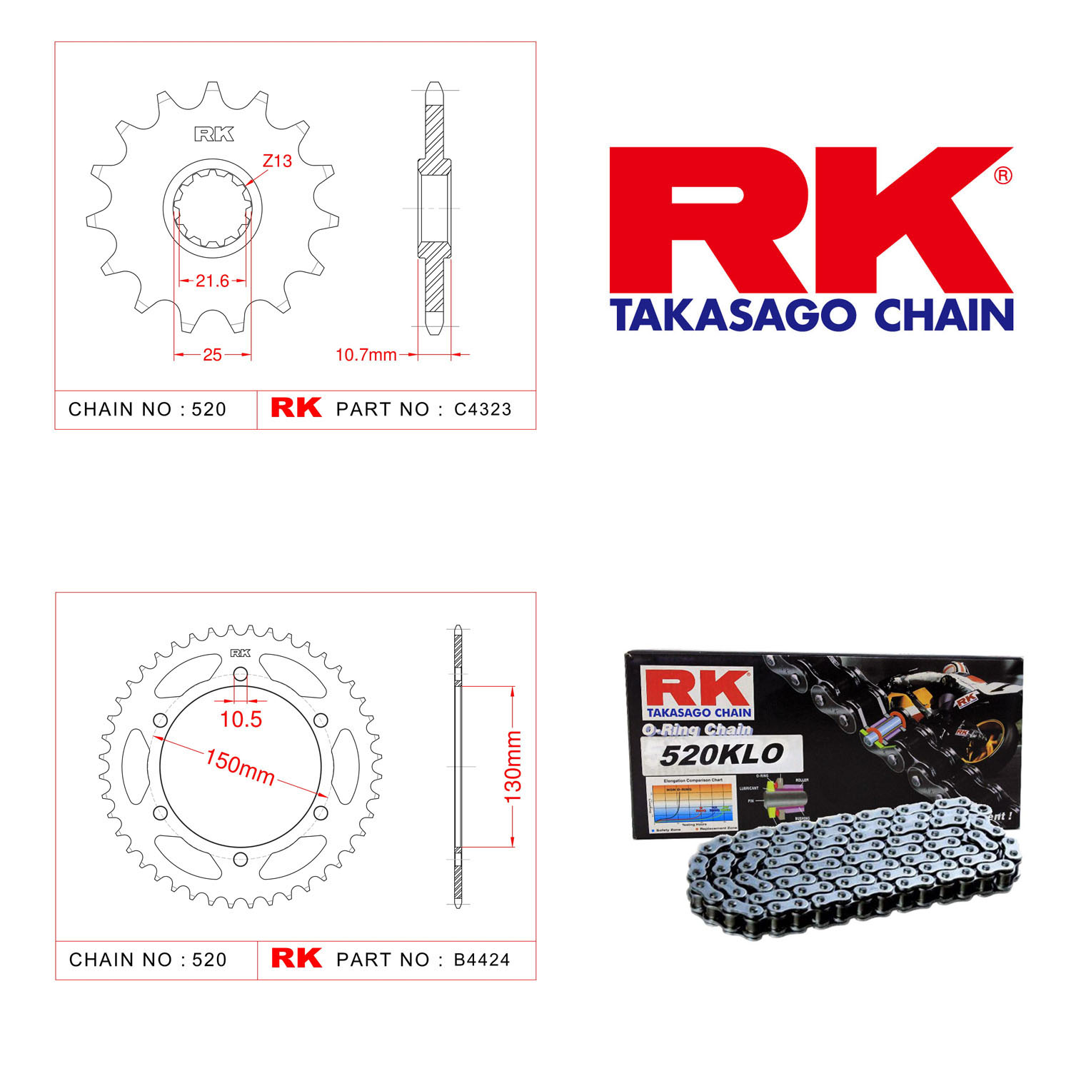 Rk Zincir Dişli Set 520 KLO O-Ring 16/46T