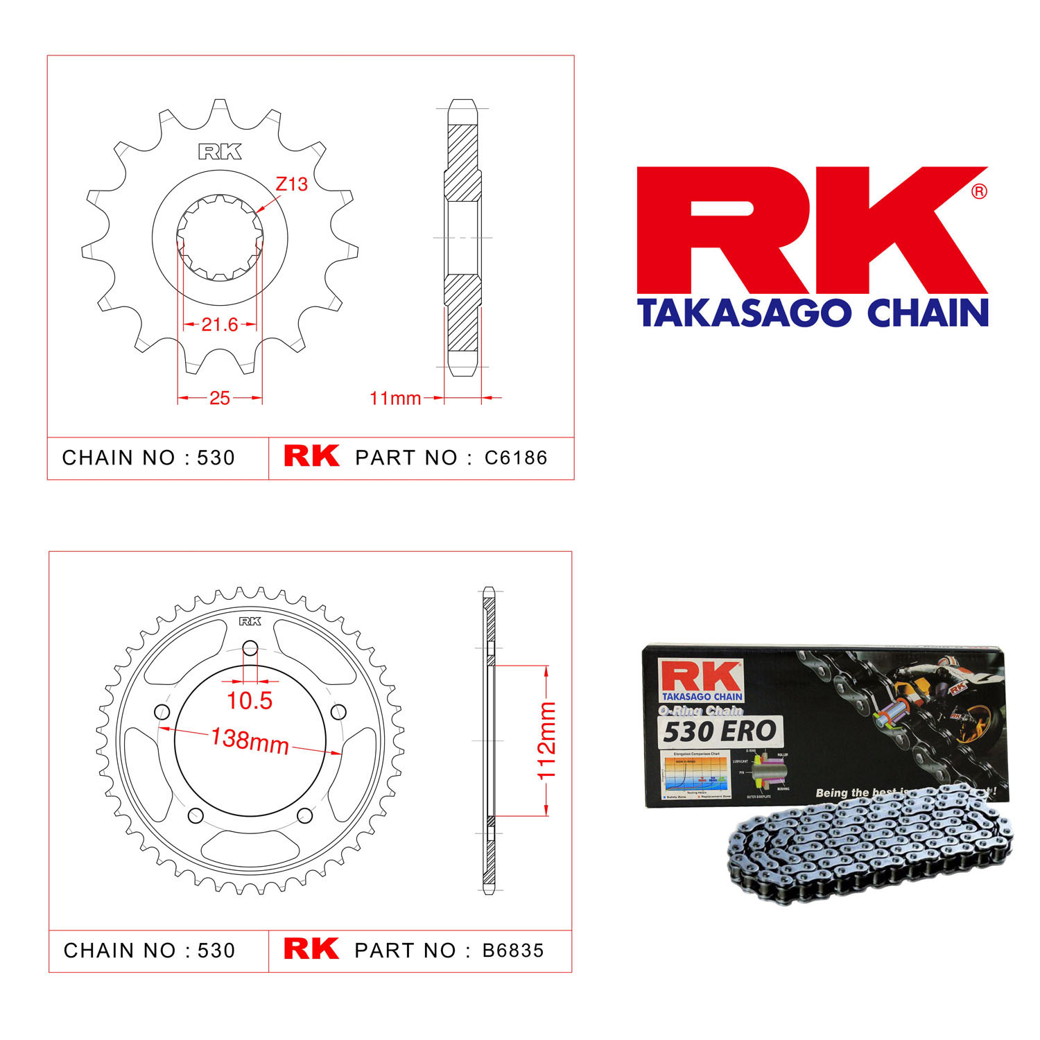 Rk Zincir Dişli Set 530 ERO O-Ring 16/48T