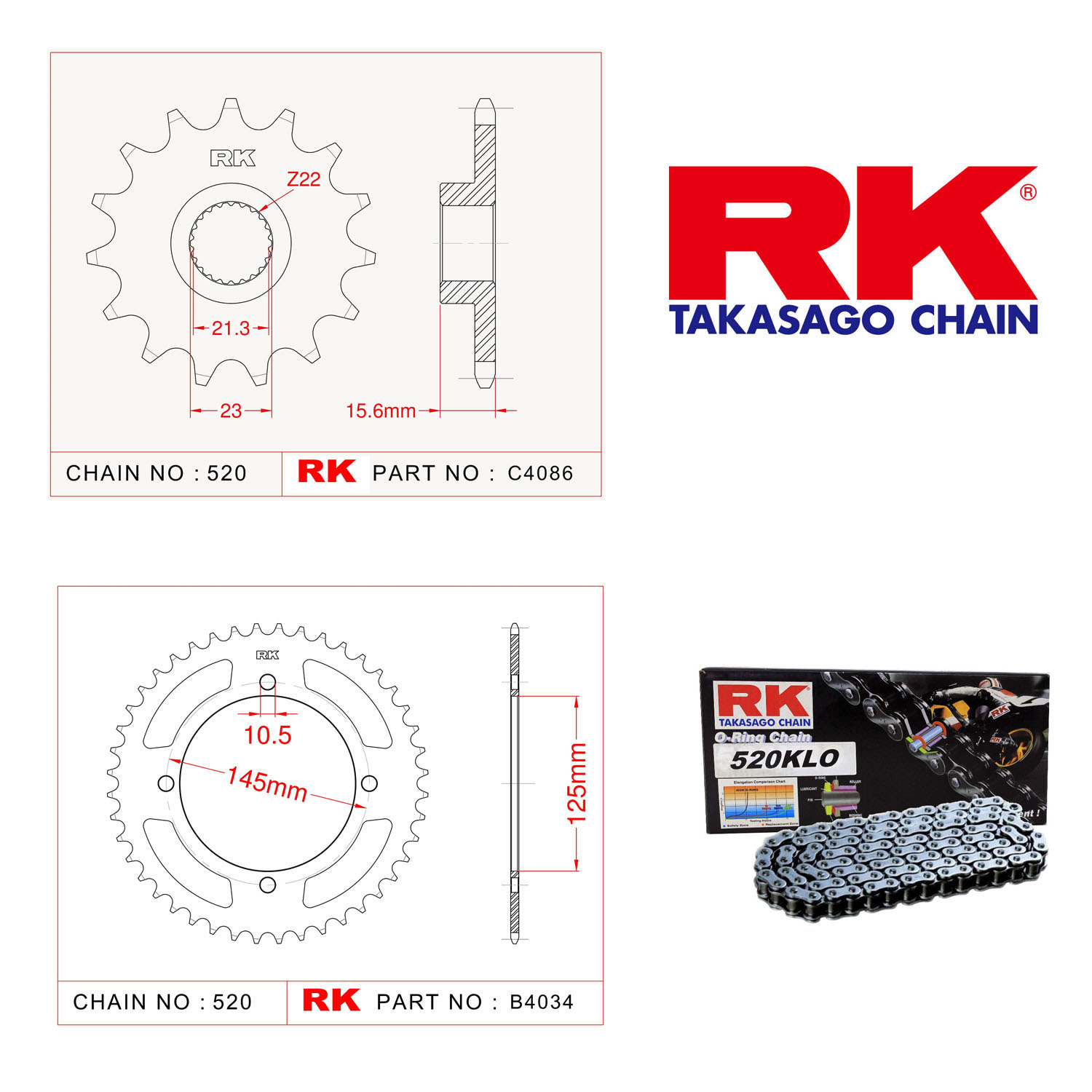 Rk Zincir Dişli Set 520 KLO O-Ring 15/46T