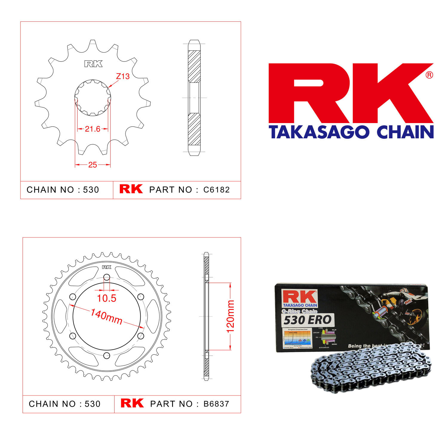 Rk Zincir Dişli Set 530 ERO O-Ring 17/42T