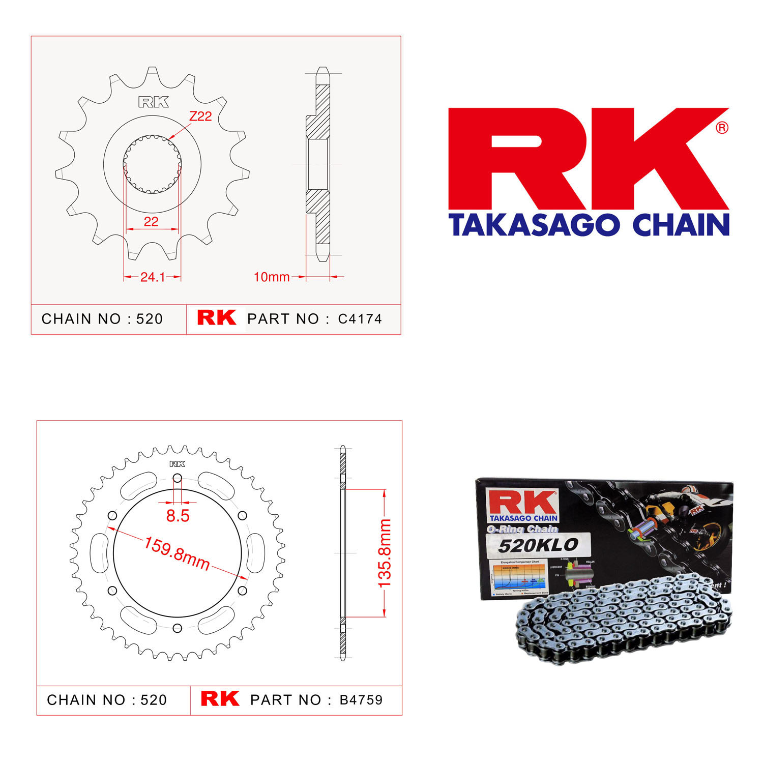 Rk Zincir Dişli Set 520 KLO O-Ring 16/47T