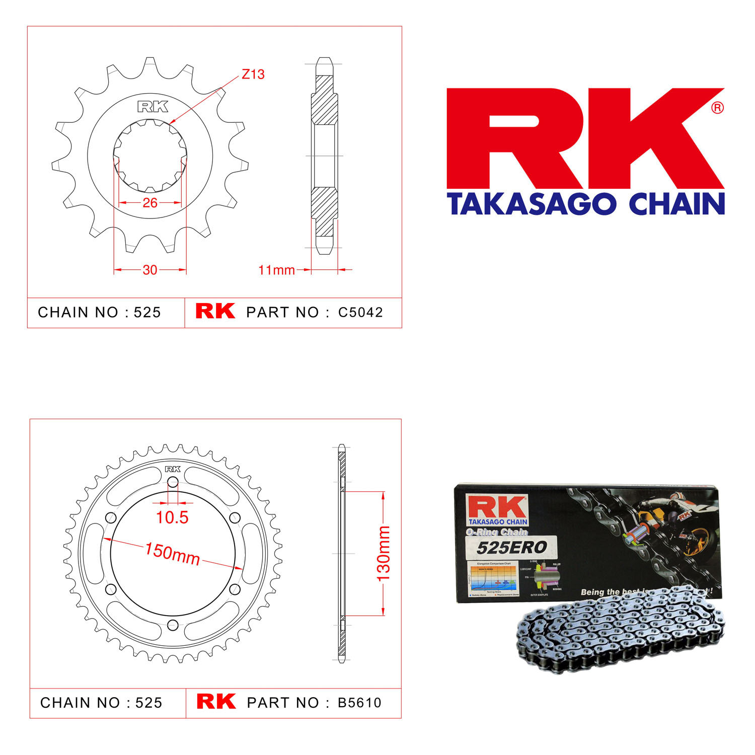 Rk Zincir Dişli Set 525 ERO O-Ring 16/47T