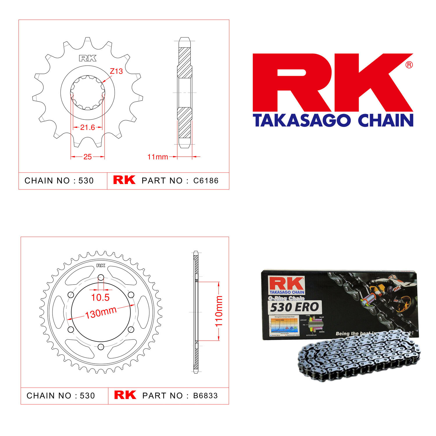 Rk Zincir Dişli Set 530 ERO O-Ring 16/48T