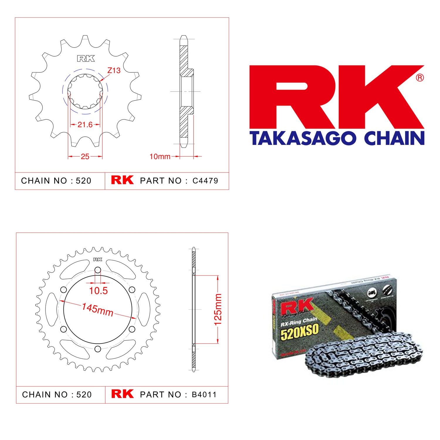 Rk X-ring Zincir Dişli Set 520 XSO 15/45 T