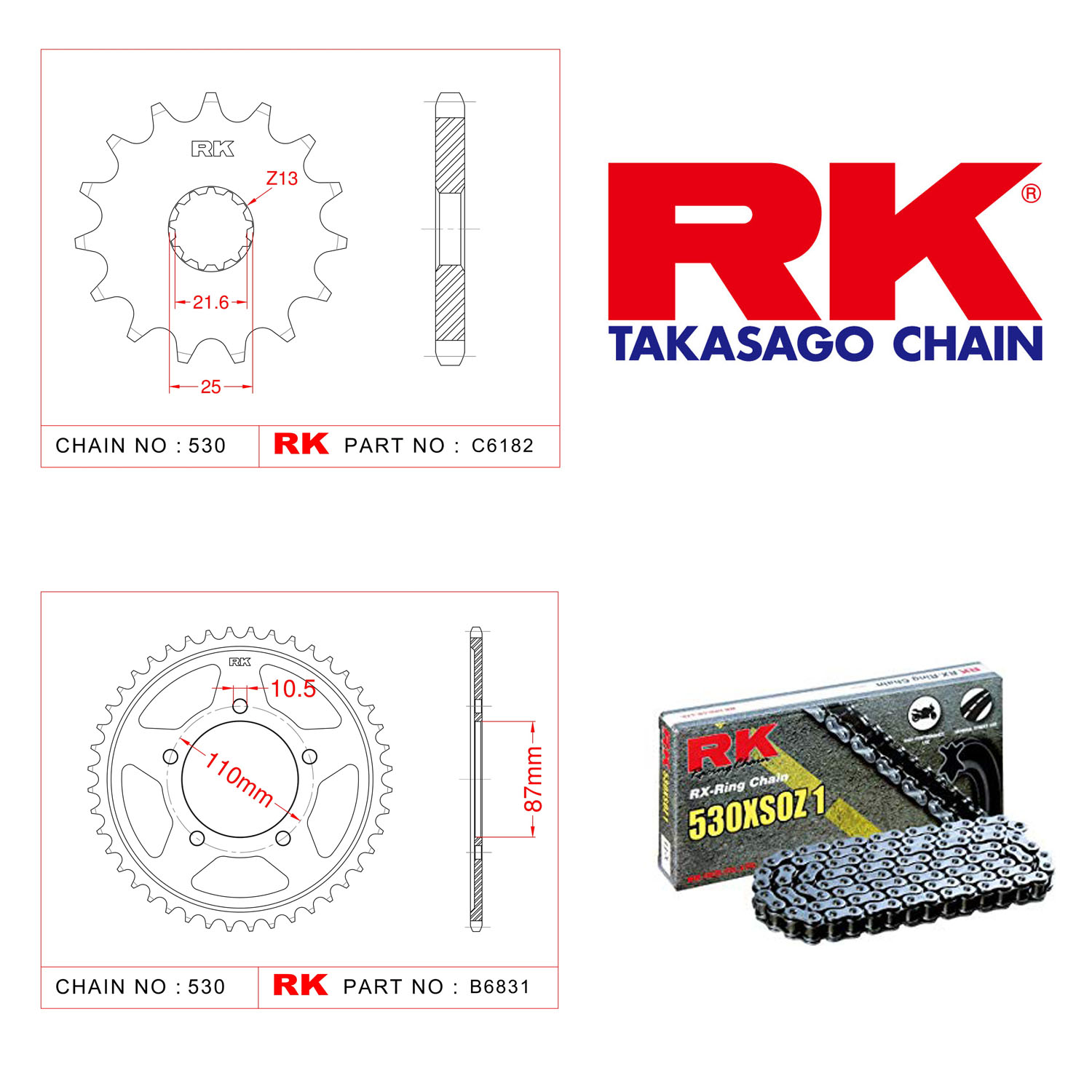 Rk RX-ring Zincir Dişli Set 530 XSO 15/47 T