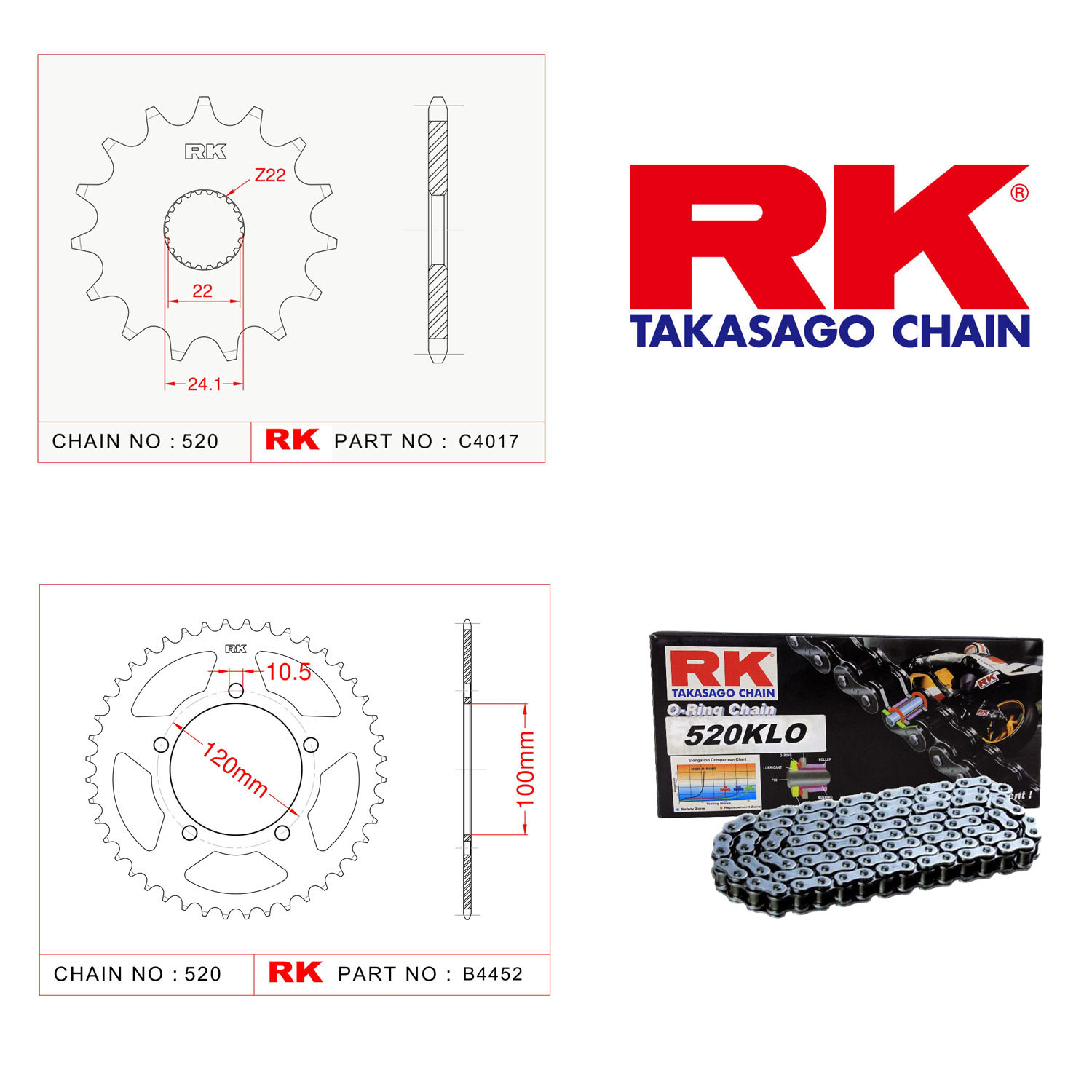 Rk Zincir Dişli Set 520 KLO O-Ring 17/40T