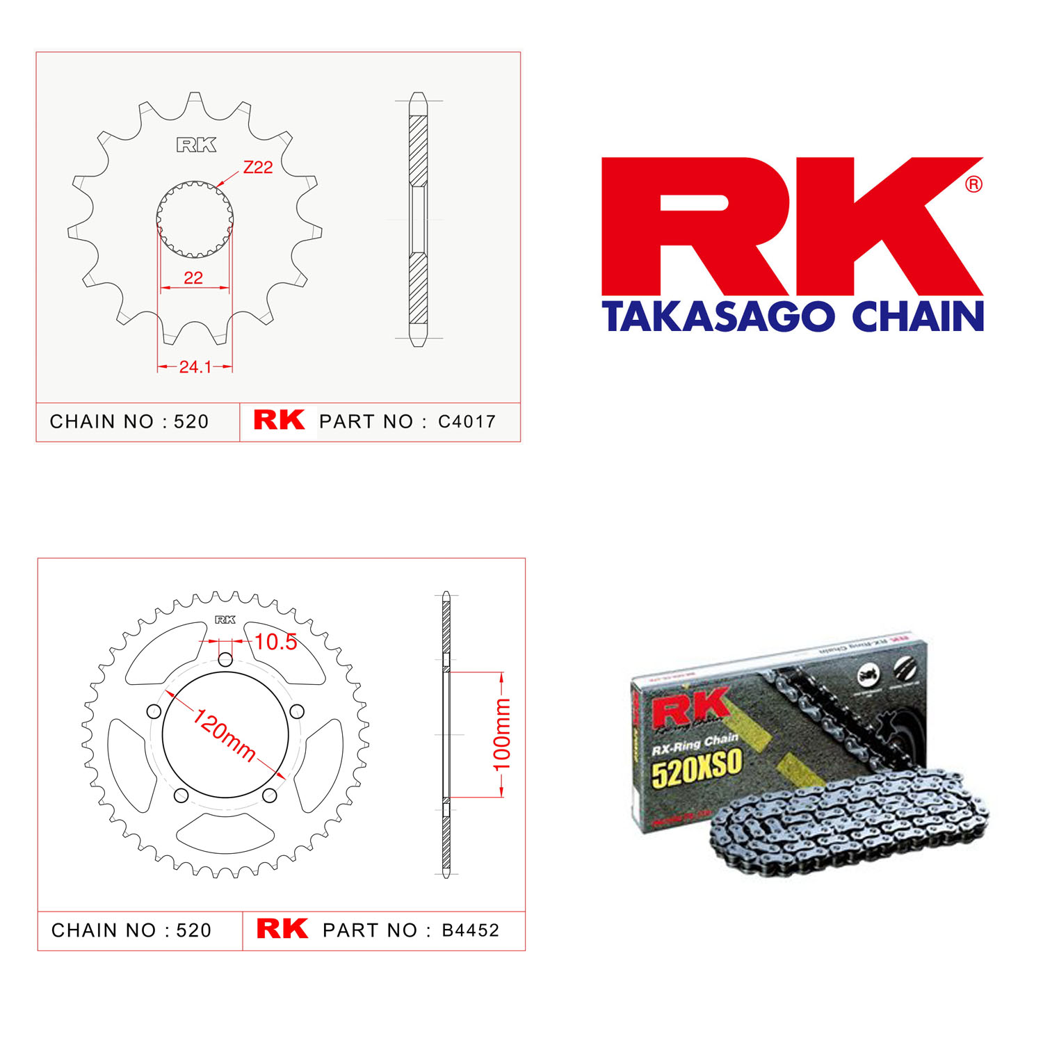 Rk X-ring Zincir Dişli Set 520 XSO 17/40 T
